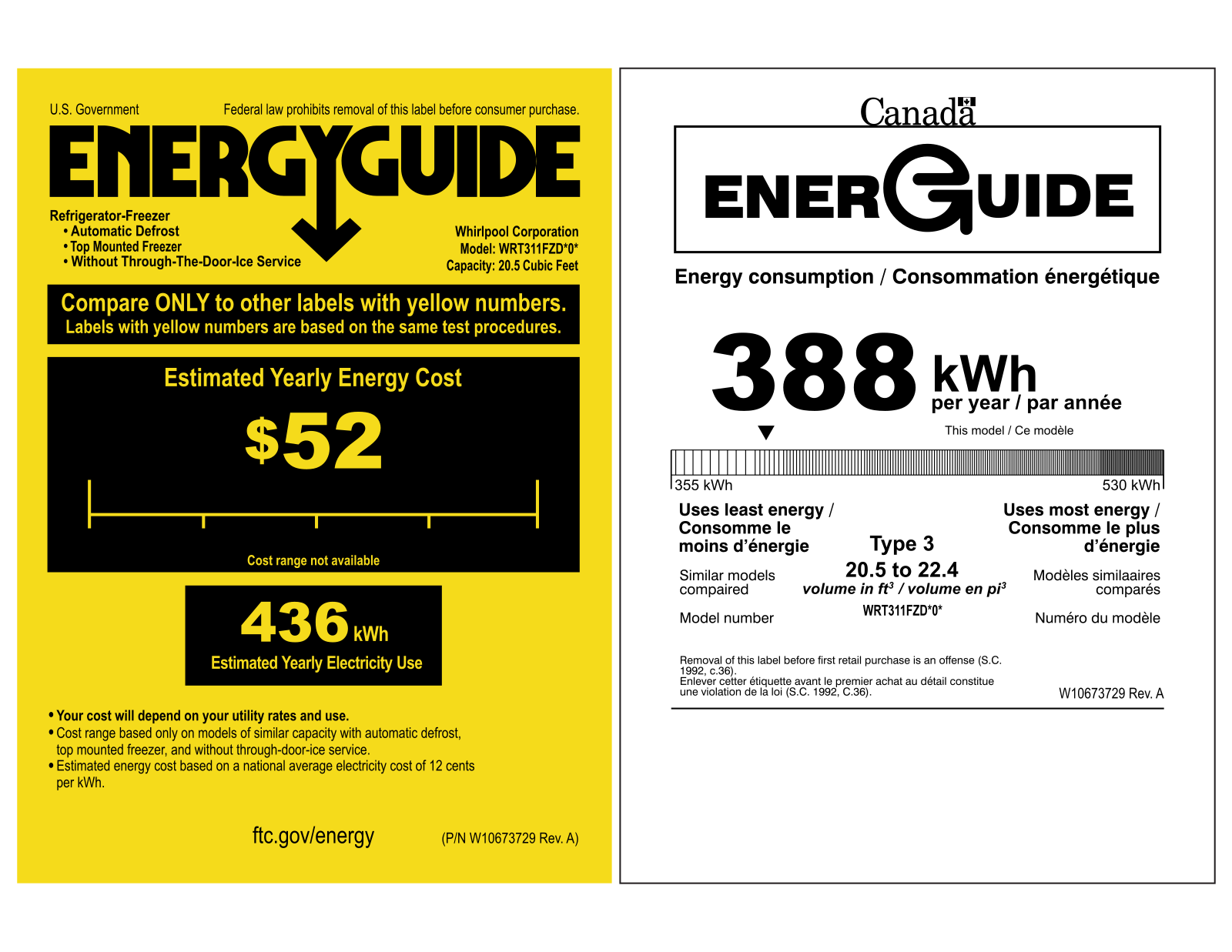 Whirlpool WRT311FZDW Energy manual