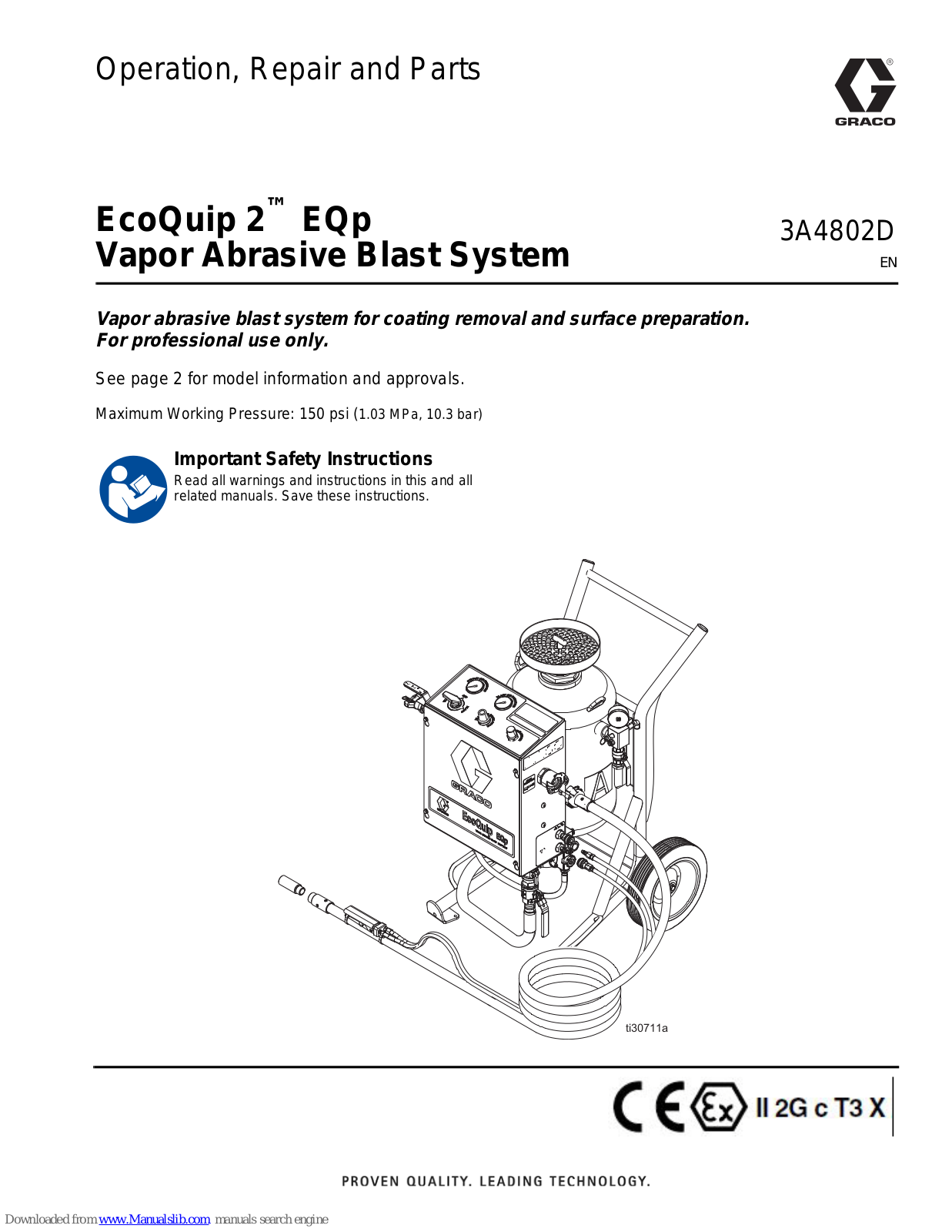 Graco EcoQuip 2 EQp, 278861, 278860, 278862 Operation, Repair, And Parts