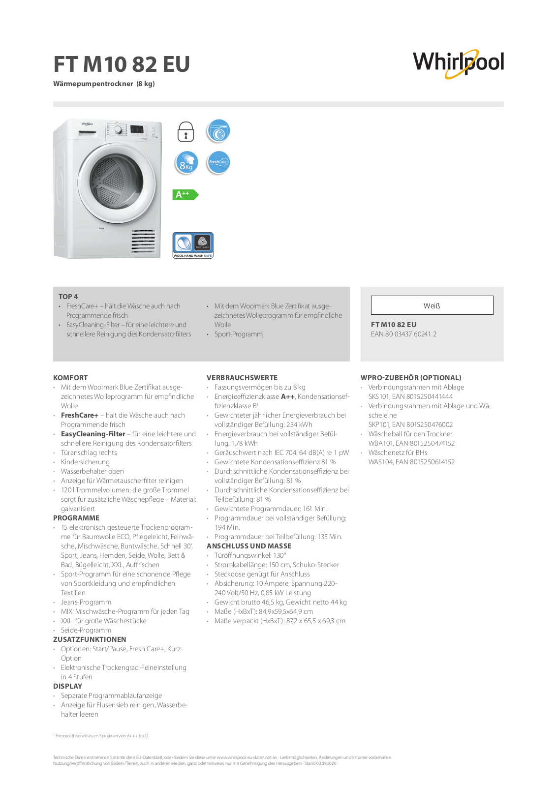 Whirlpool FT M10 82 EU User Manual