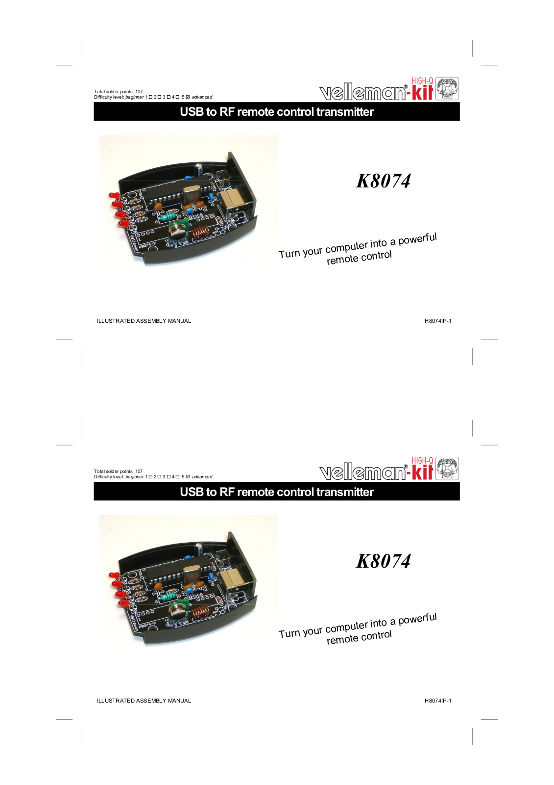 Velleman К8074 User Manual