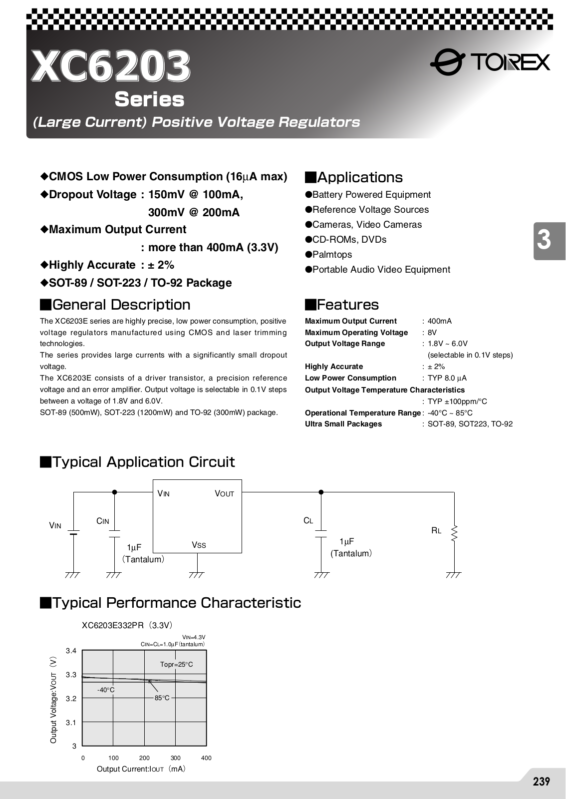 Torex Semiconductor Ltd XC6203P532PR, XC6203P532PL, XC6203P512TH, XC6203P512LH, XC6203P512FL Datasheet