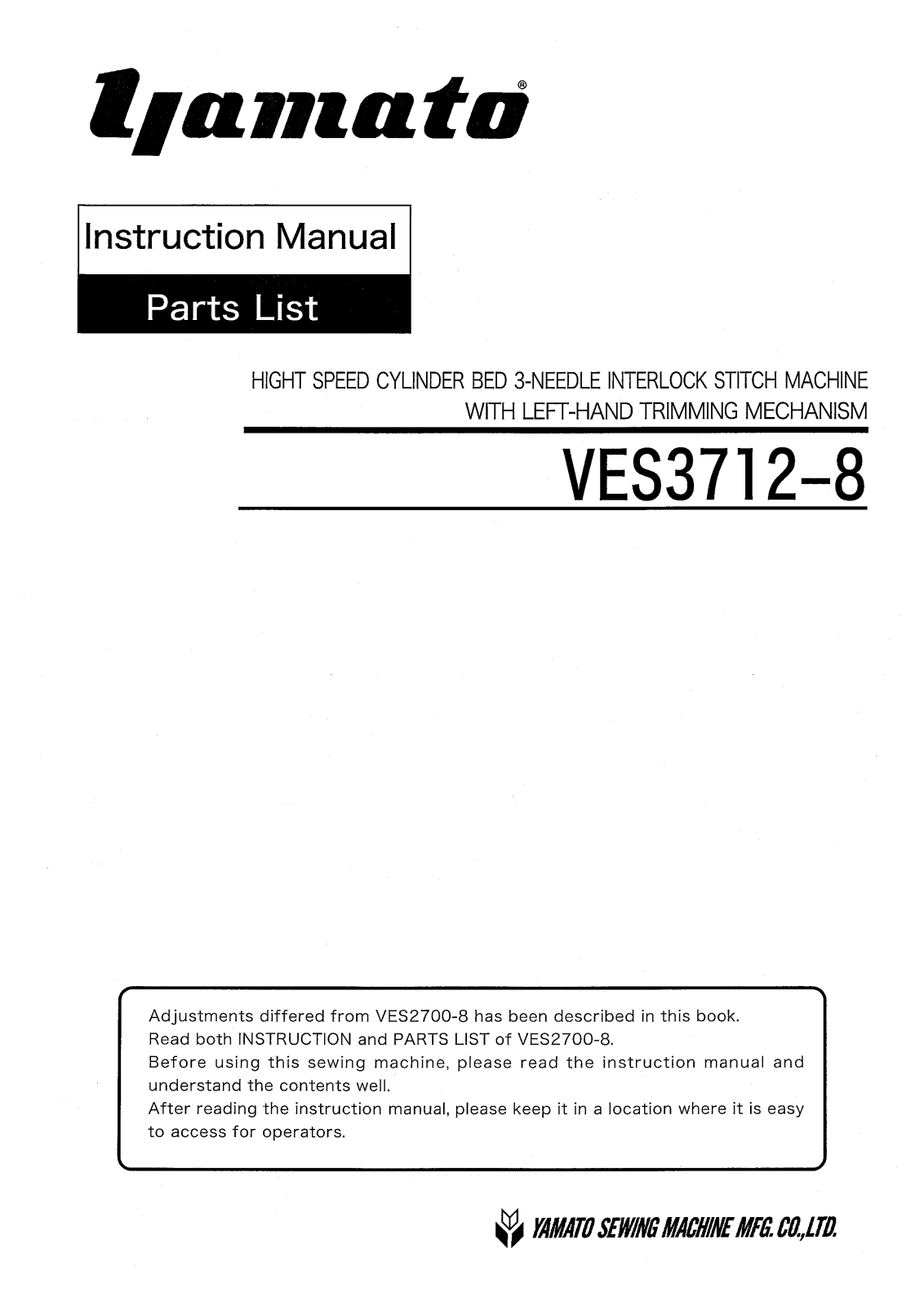 Yamato VES3712-8 User Manual