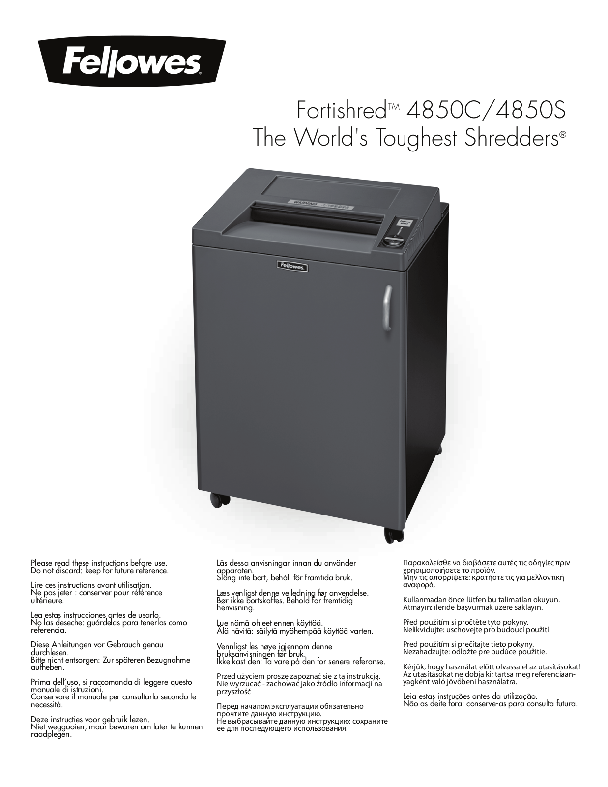 Fellowes Fortishred 4850C User Manual