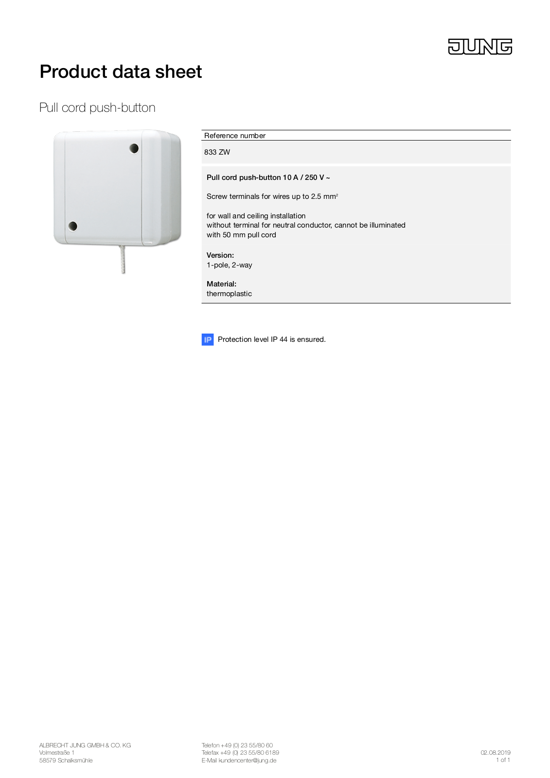 Jung 833 ZW User Manual