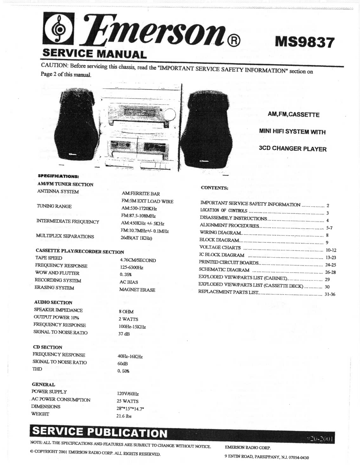 EMERSON MS9837 User Manual