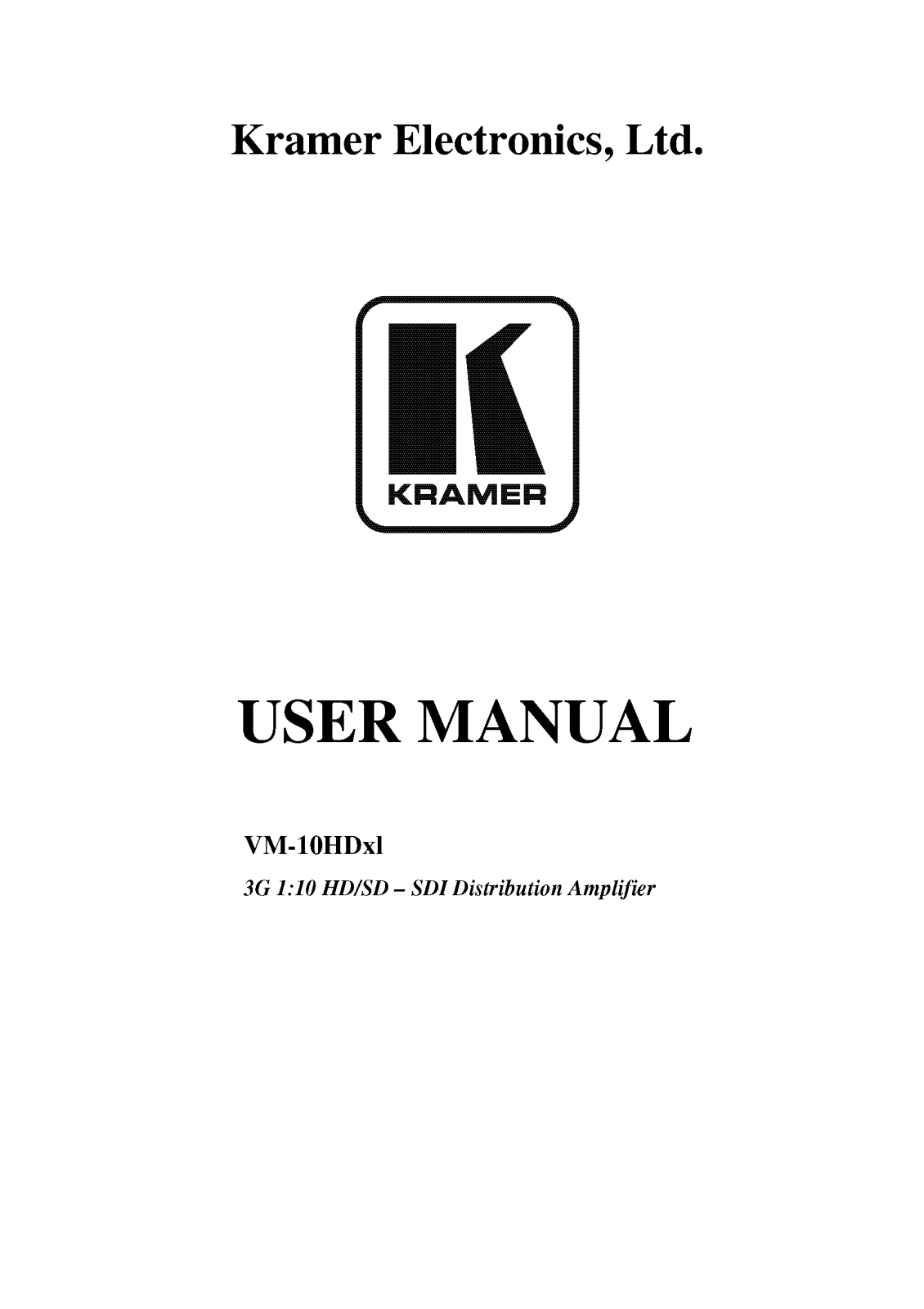 Kramer VM-10HD I User Manual - ManualMachine.com