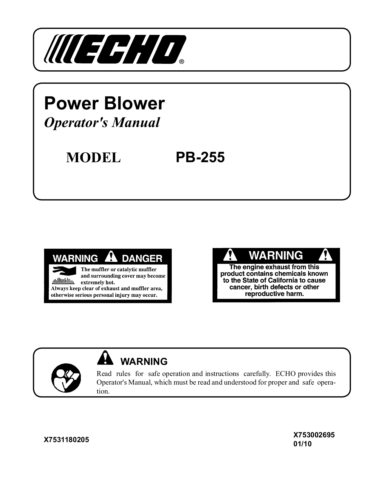 Echo PB-255 User Manual