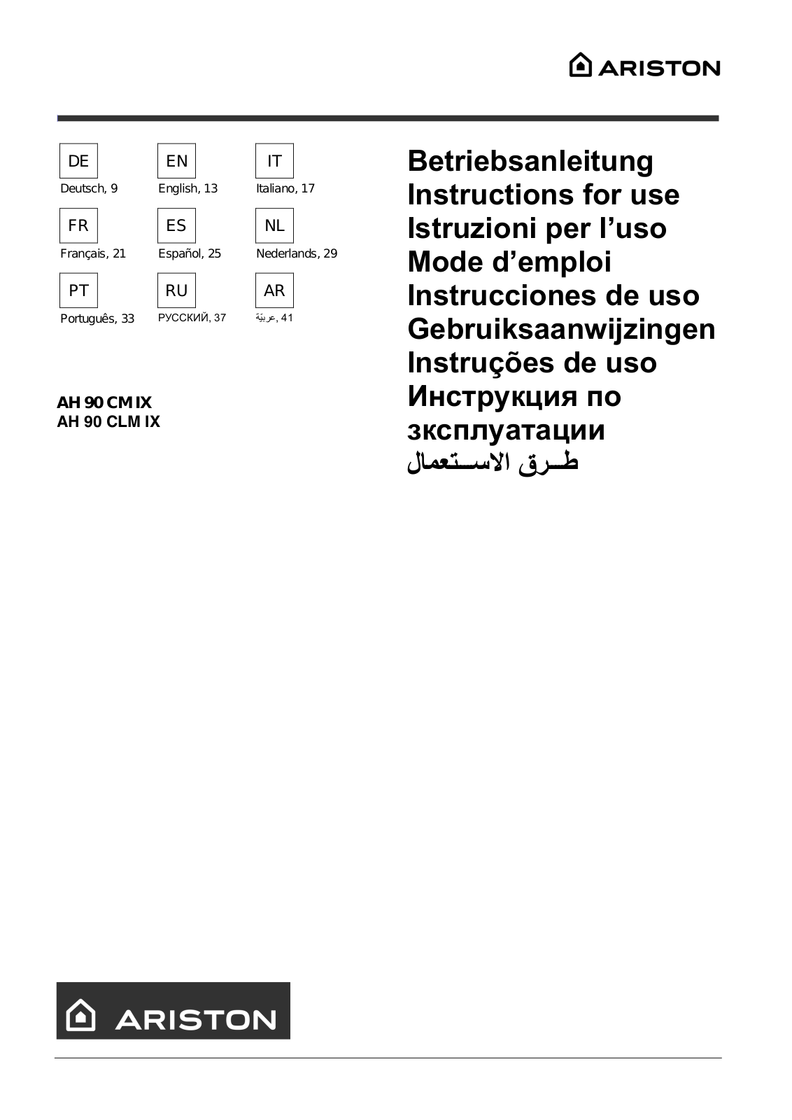 ARISTON AH 90 CLM IX User Manual