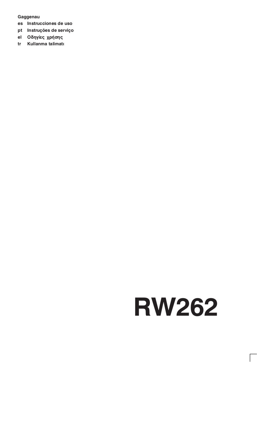 Gaggenau RW262270 User Manual