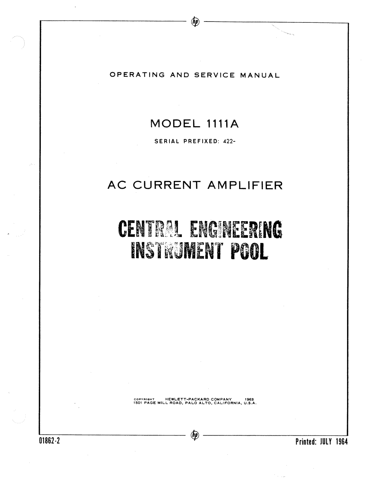 Hewlett-Packard 1111A User Manual