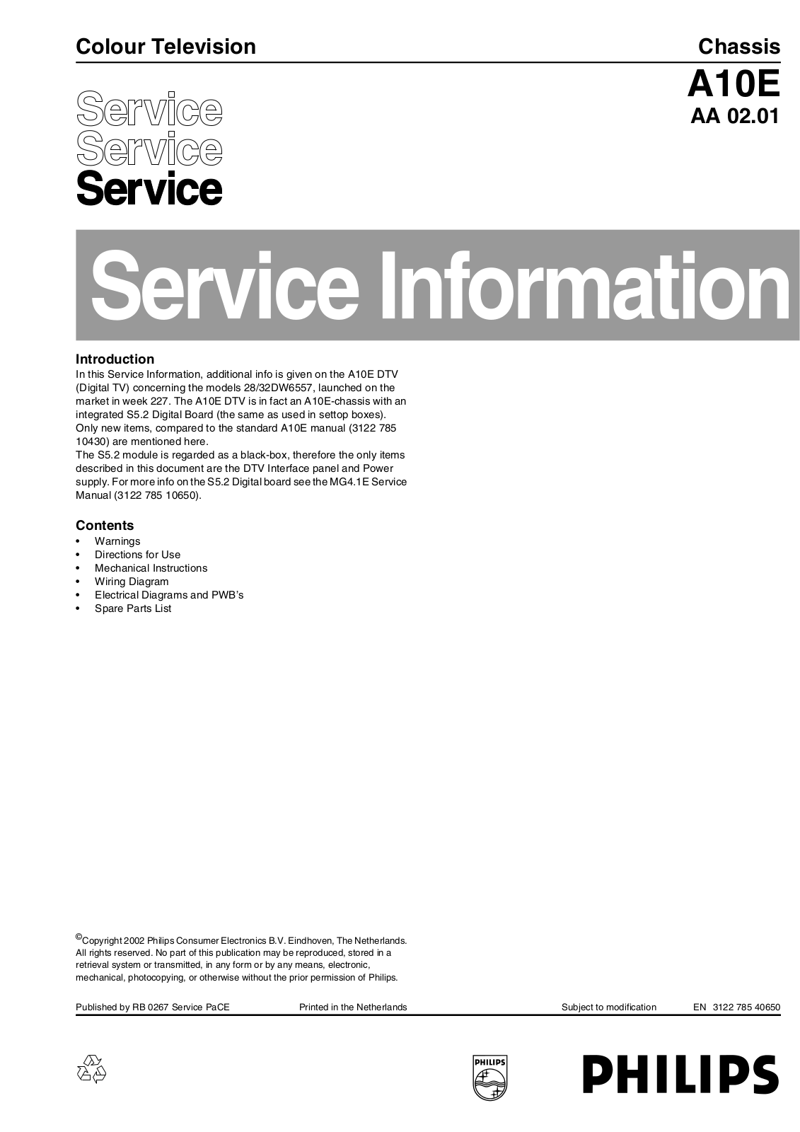 Philips A10E AA Service Manual