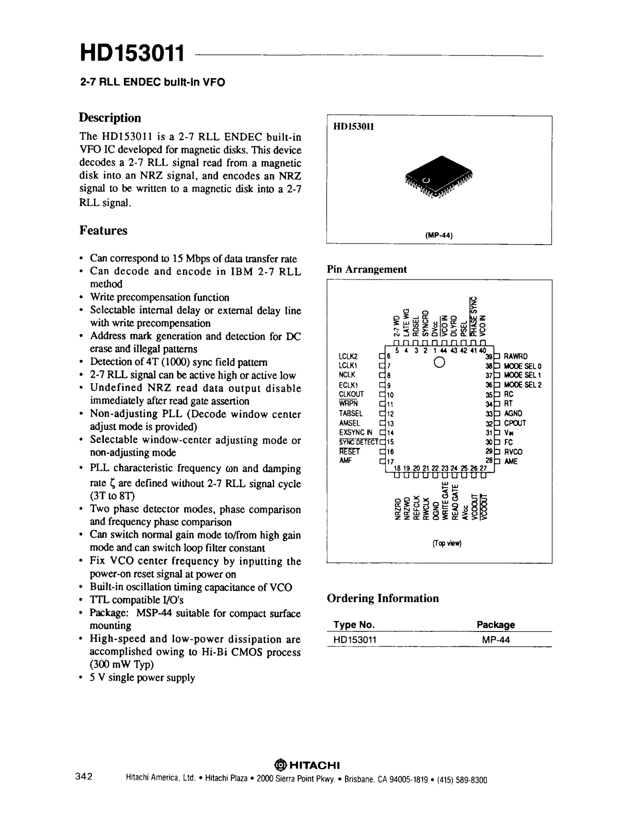 HIT HD153011 Datasheet