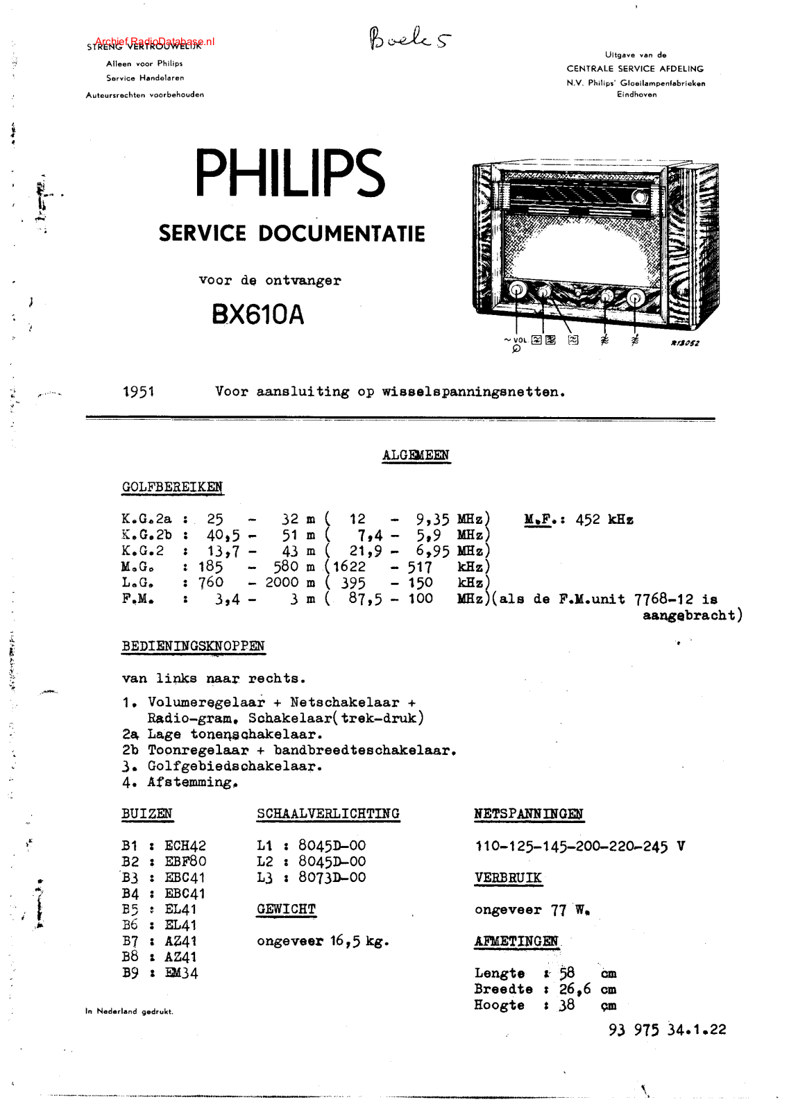 Philips BX610A Schematic