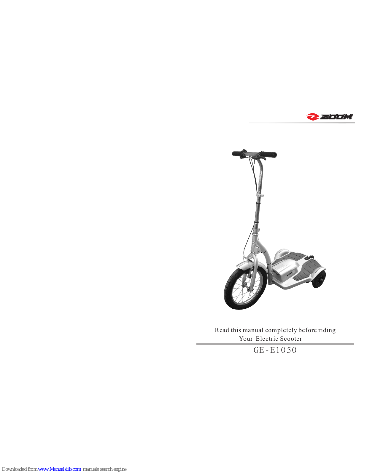 TRX GE-E1050, Zoom GE-E1050 User Manual - ManualMachine.com