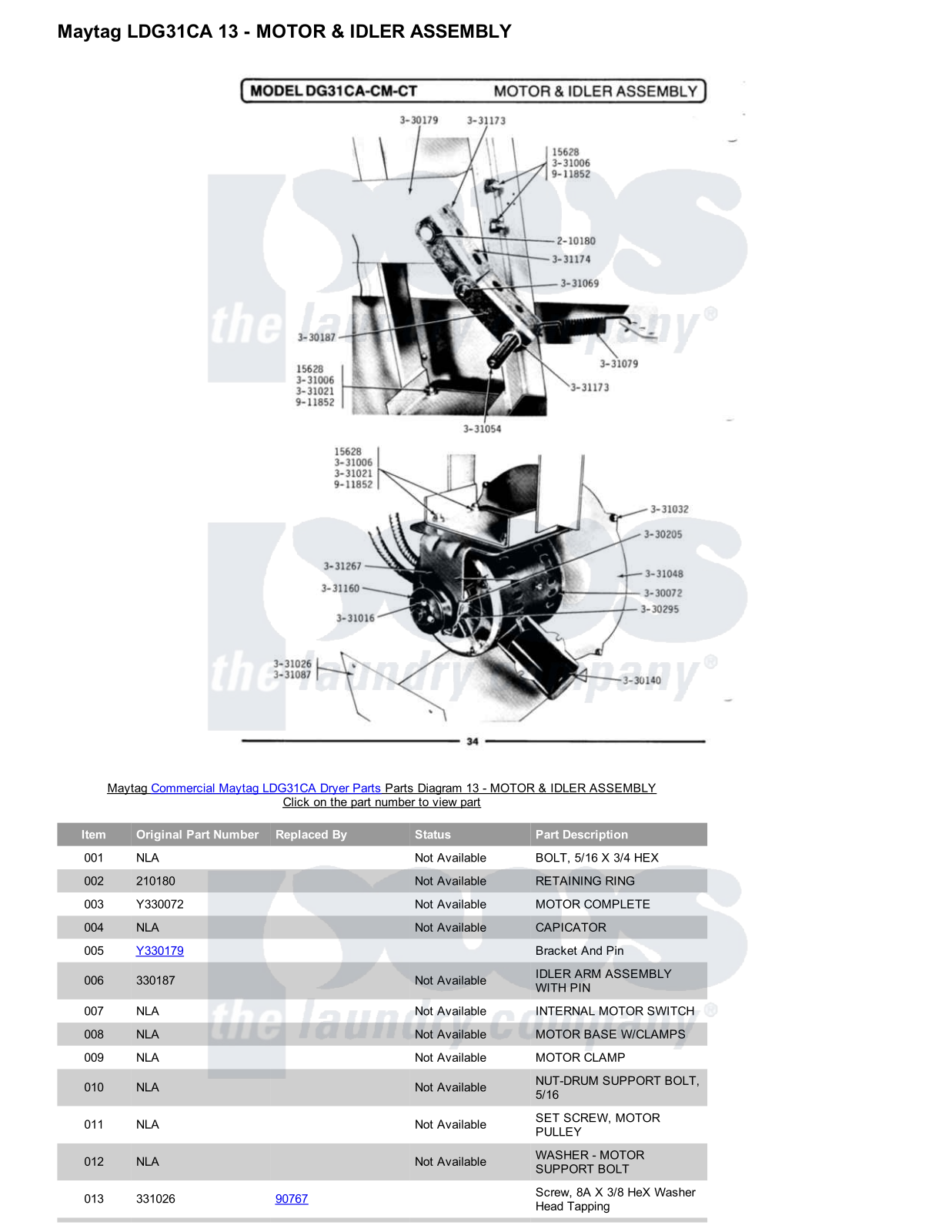 Maytag LDG31CA Parts Diagram