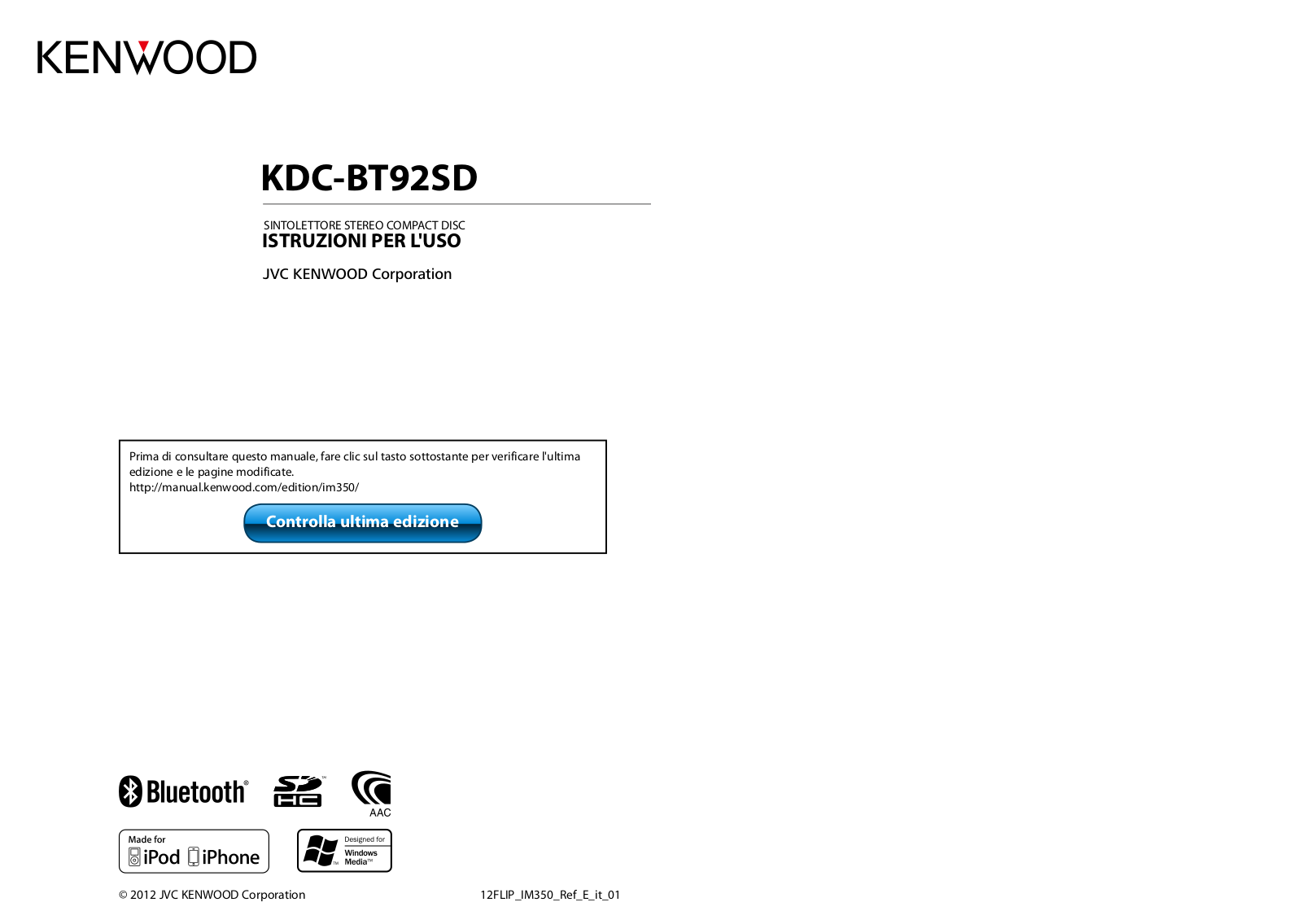 Kenwood KDC-BT92SD User Manual