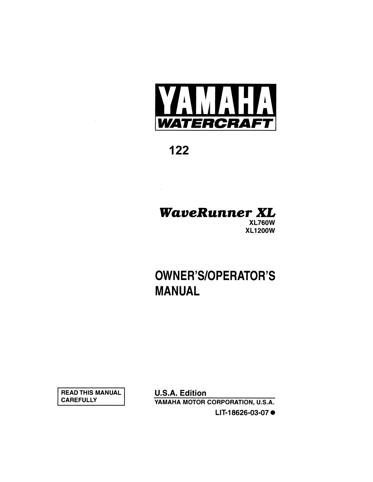 Yamaha XL1200W, XL760W User Manual