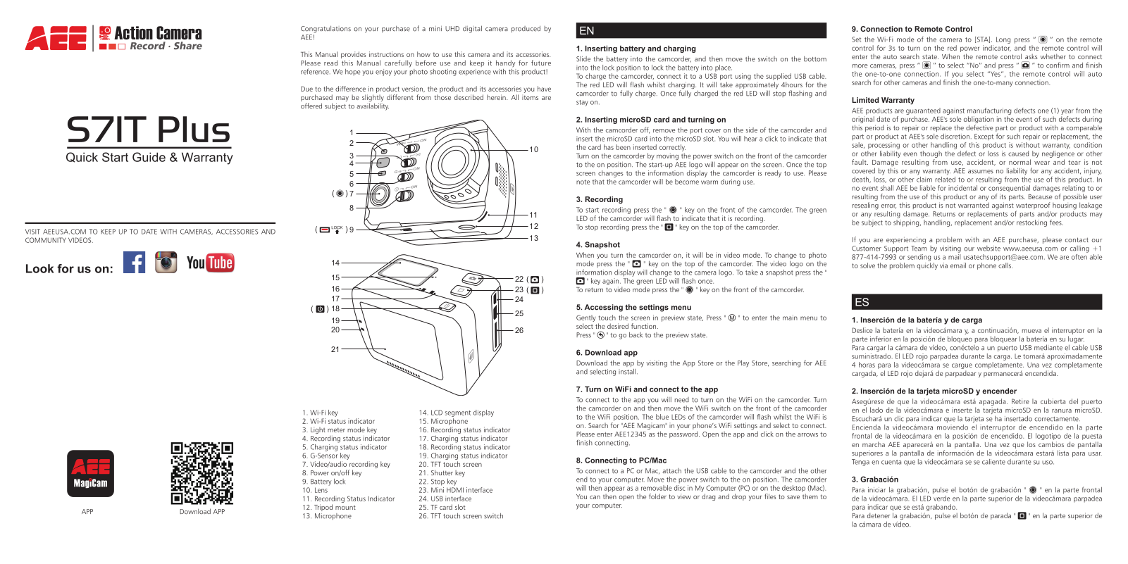 Aee S71T Plus Quick Start Guide