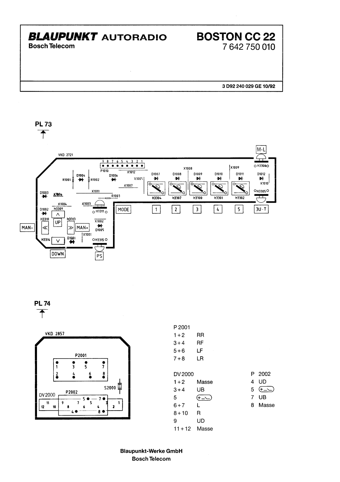 Blaupunkt CC22 Schematics