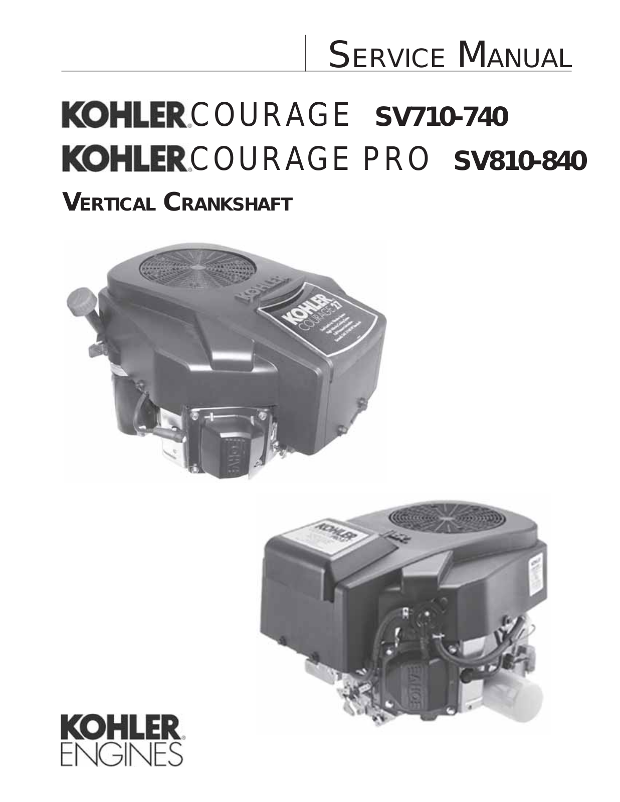 Kohler SV720, SV830, SV840, SV710, COURAGE SV710 User Manual