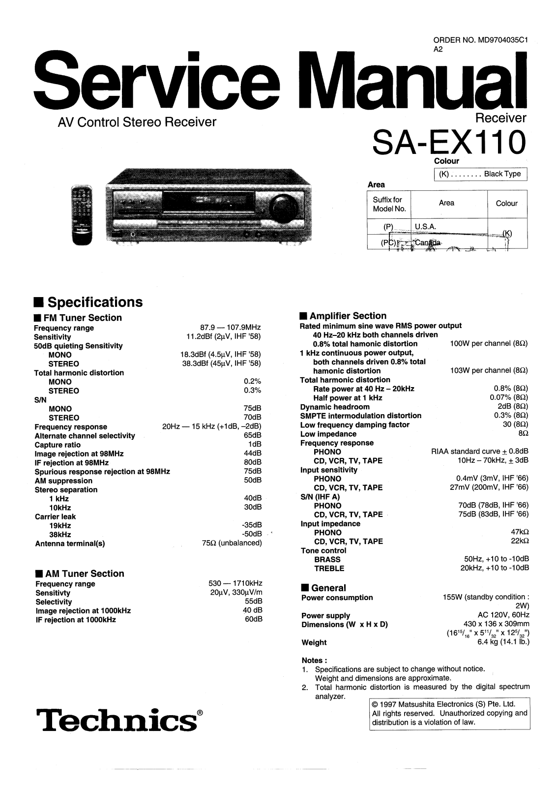 Technics SAEX-110 Service manual