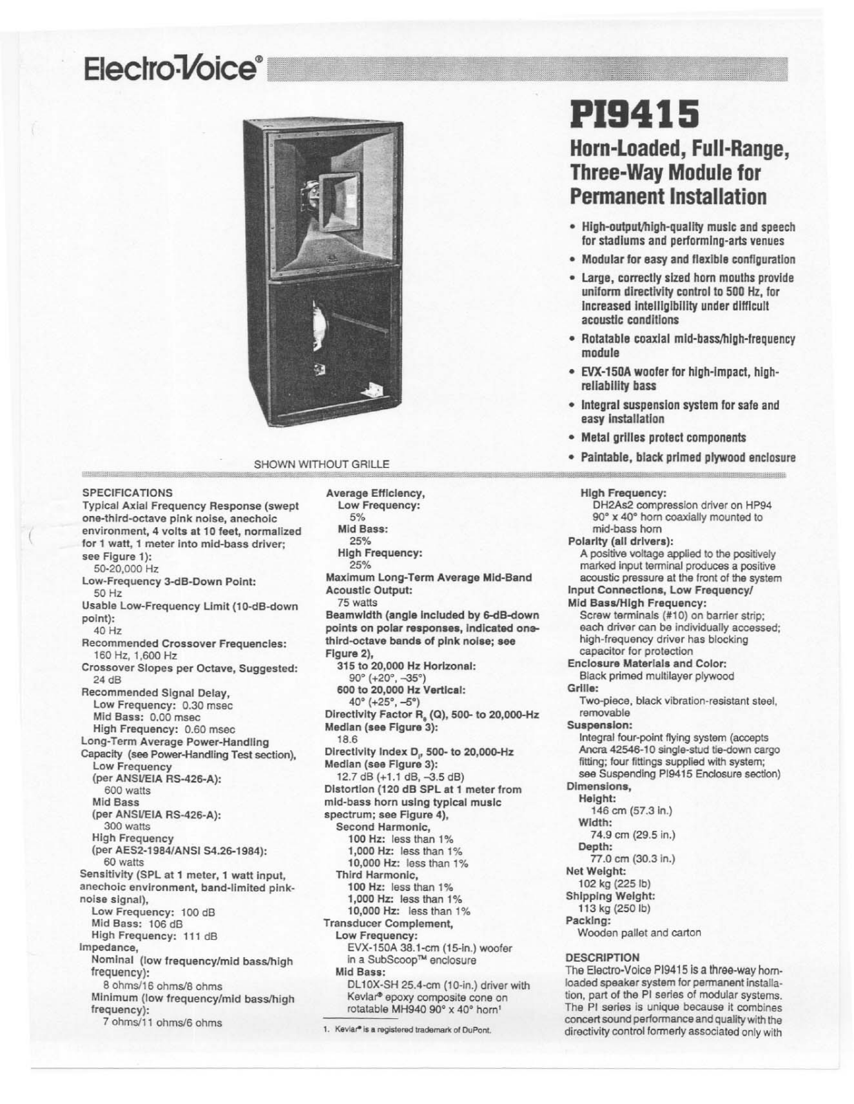 Electro-Voice PI9415 User Manual