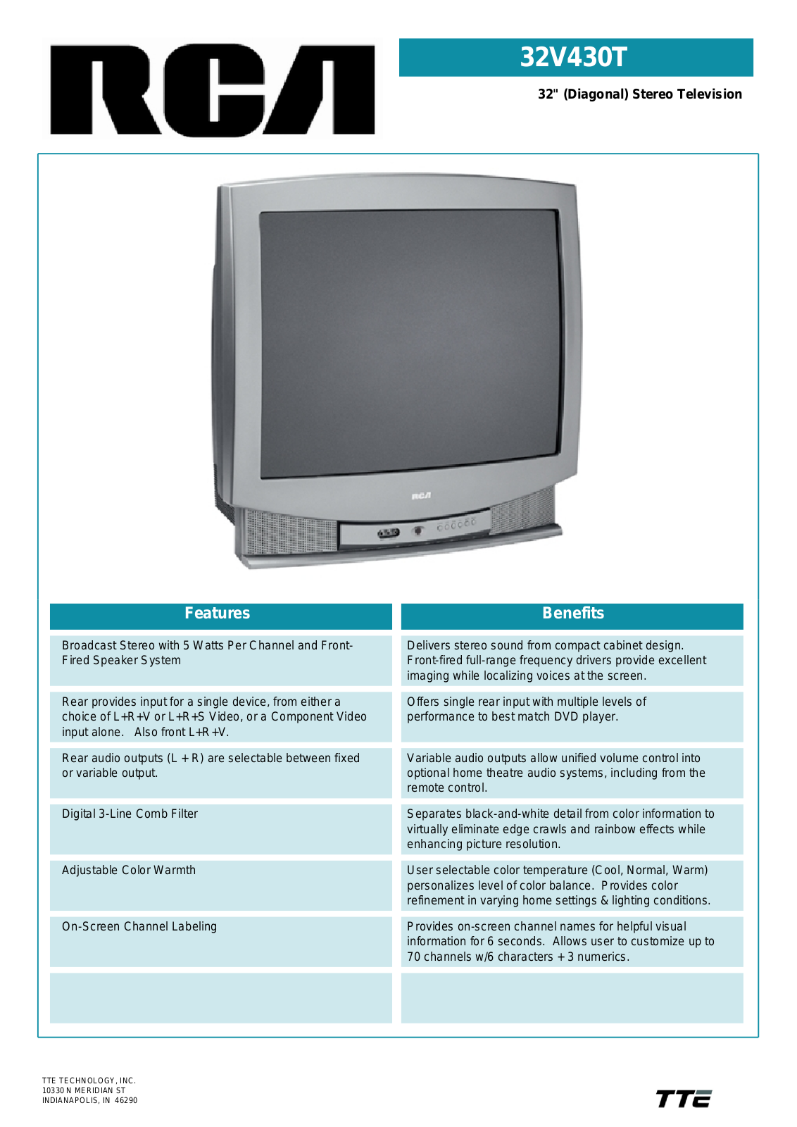 RCA 32V430T User Manual