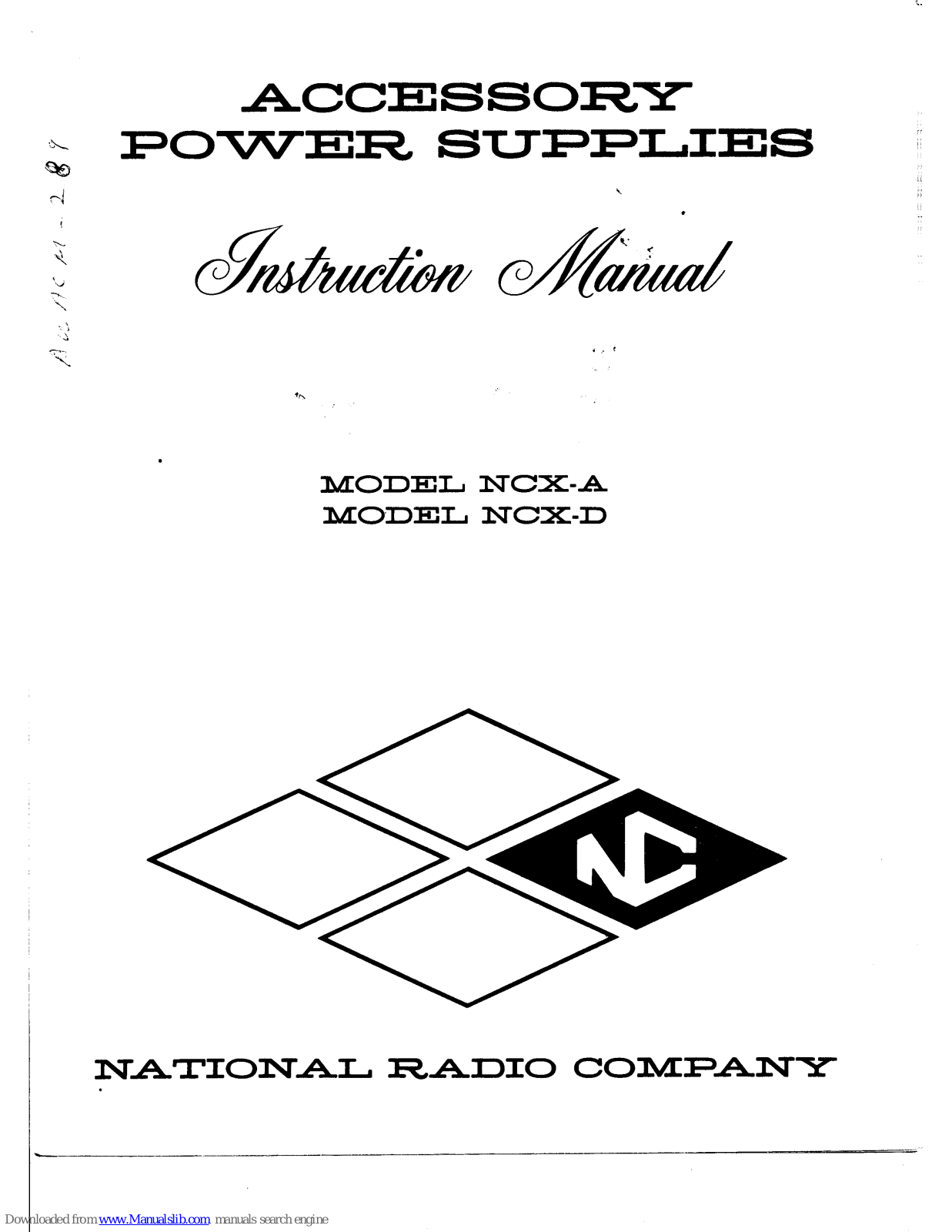 National Radio NCX-A, NCX-D Instruction Manual