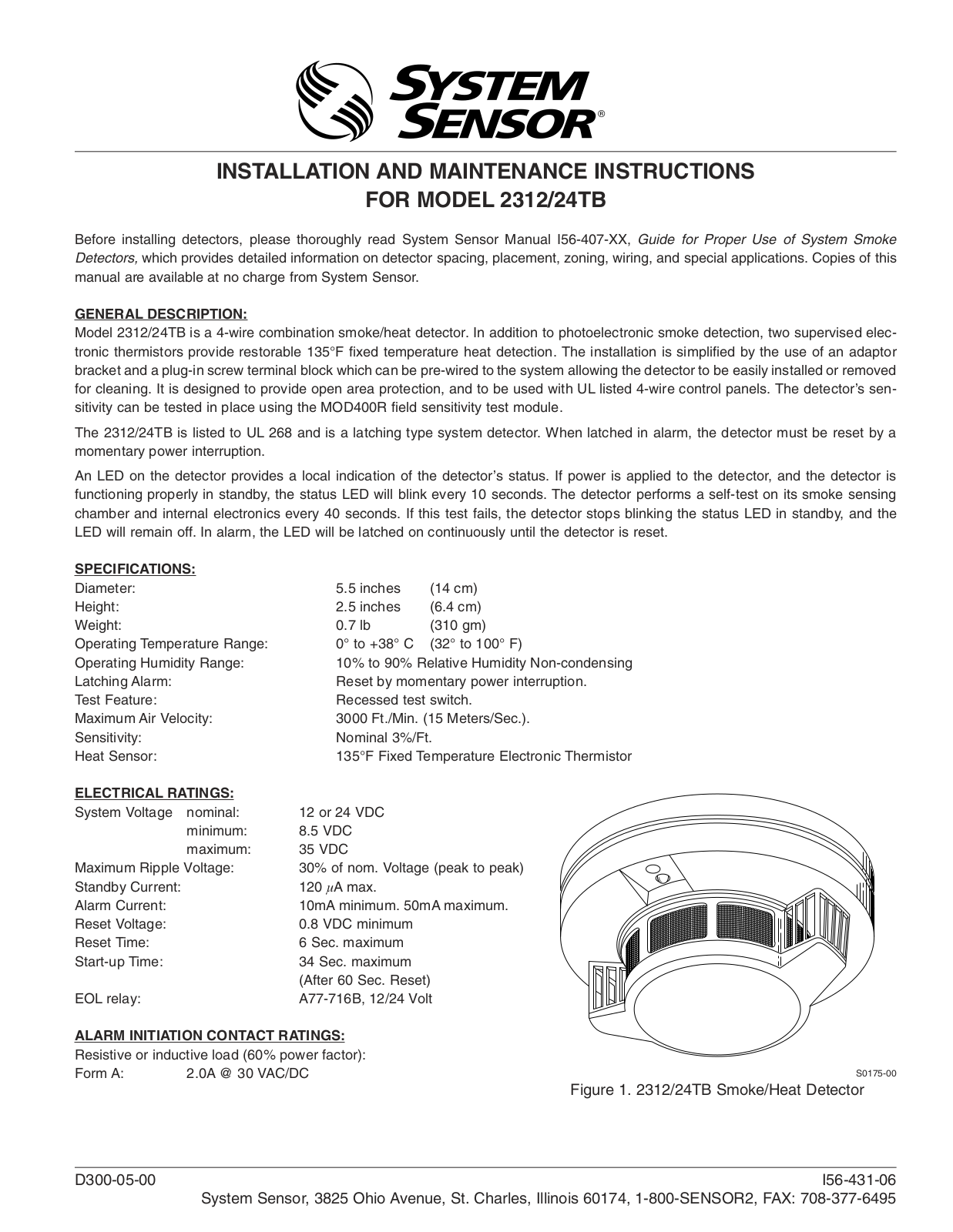 System Sensor 2312_24TB User Manual