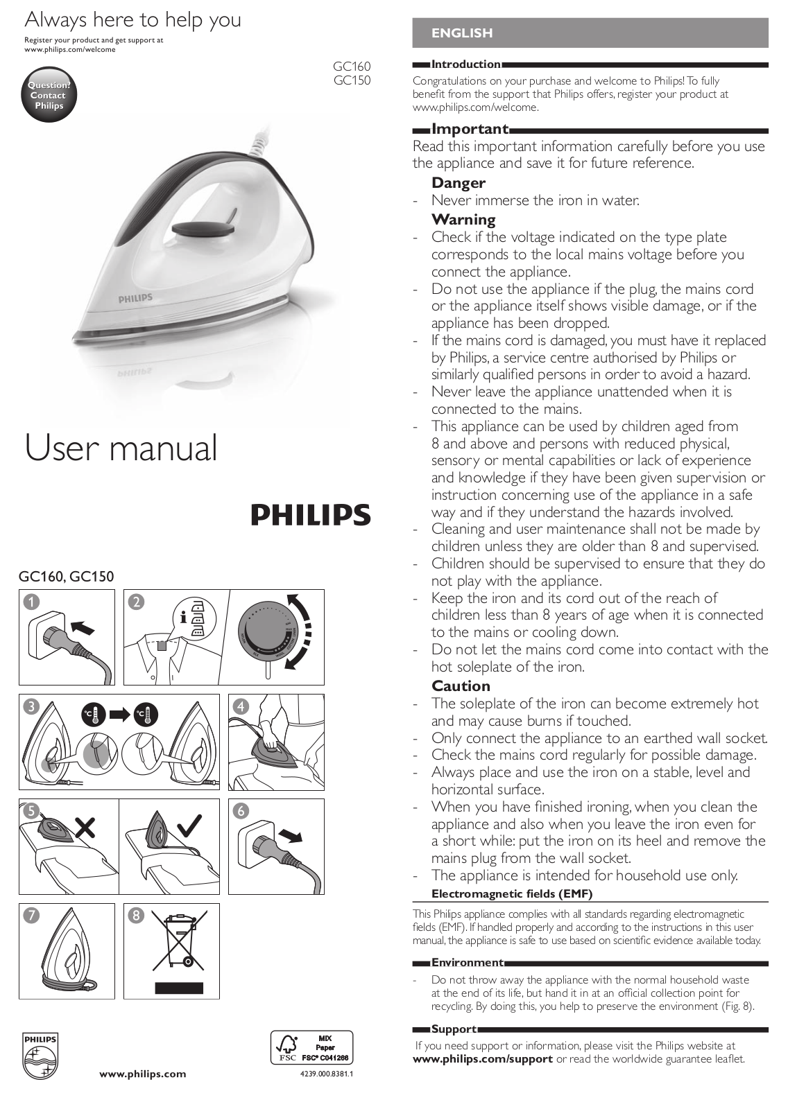 Philips GC160-02 operation manual