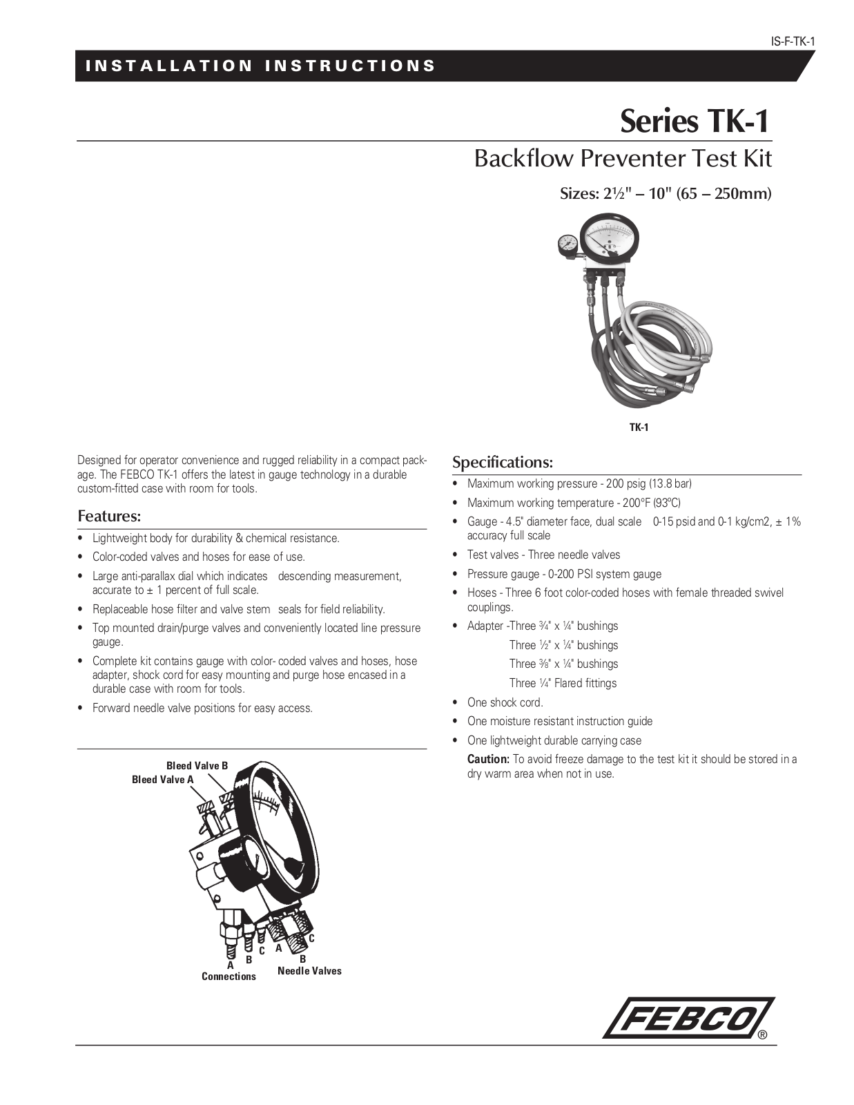 FEBCO TK-1 User Manual