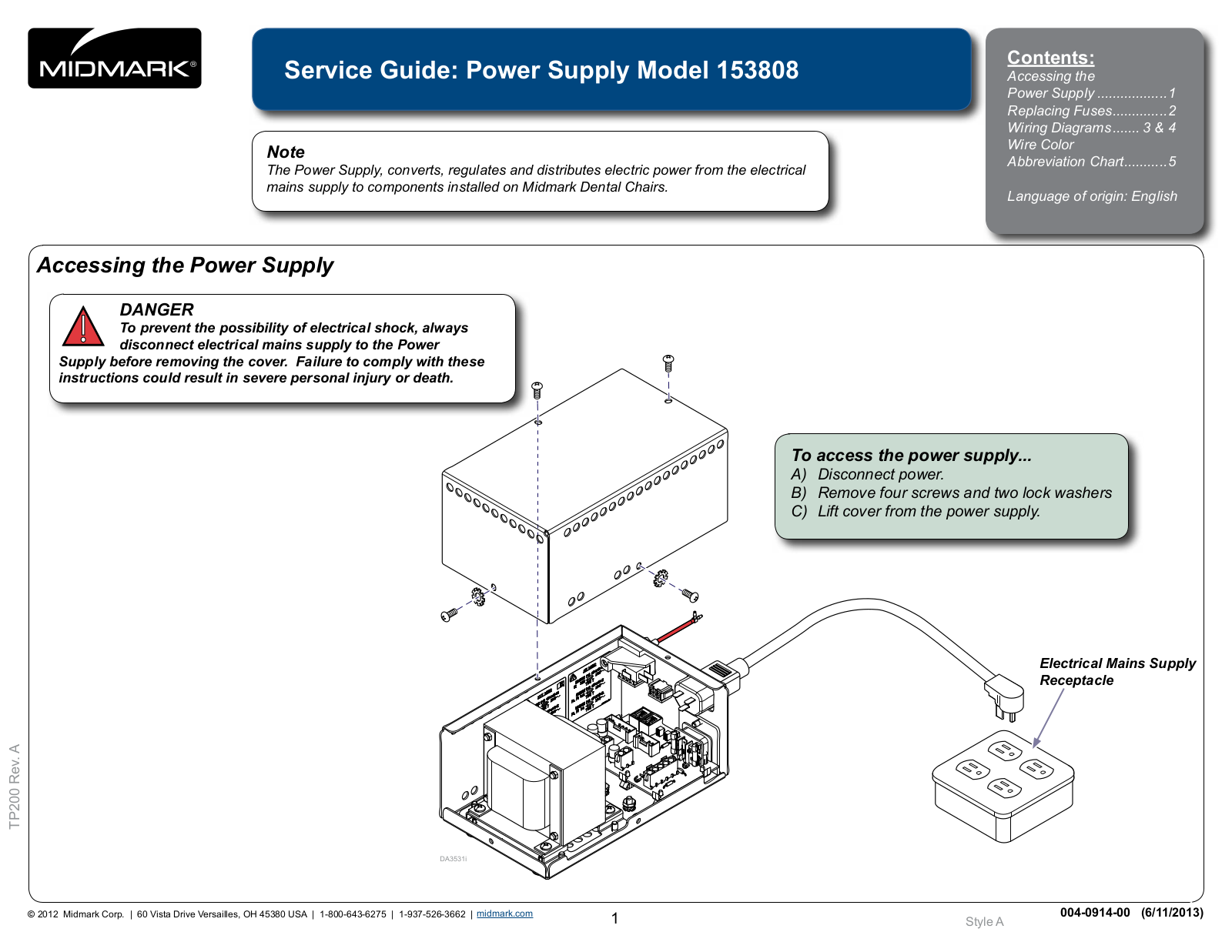 Midmark 153808 Service Manual