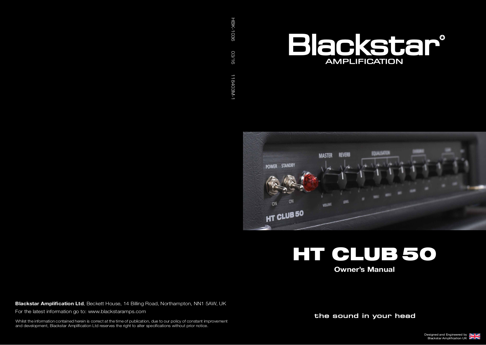 Blackstar HT Club 50 Head Owner`s manual