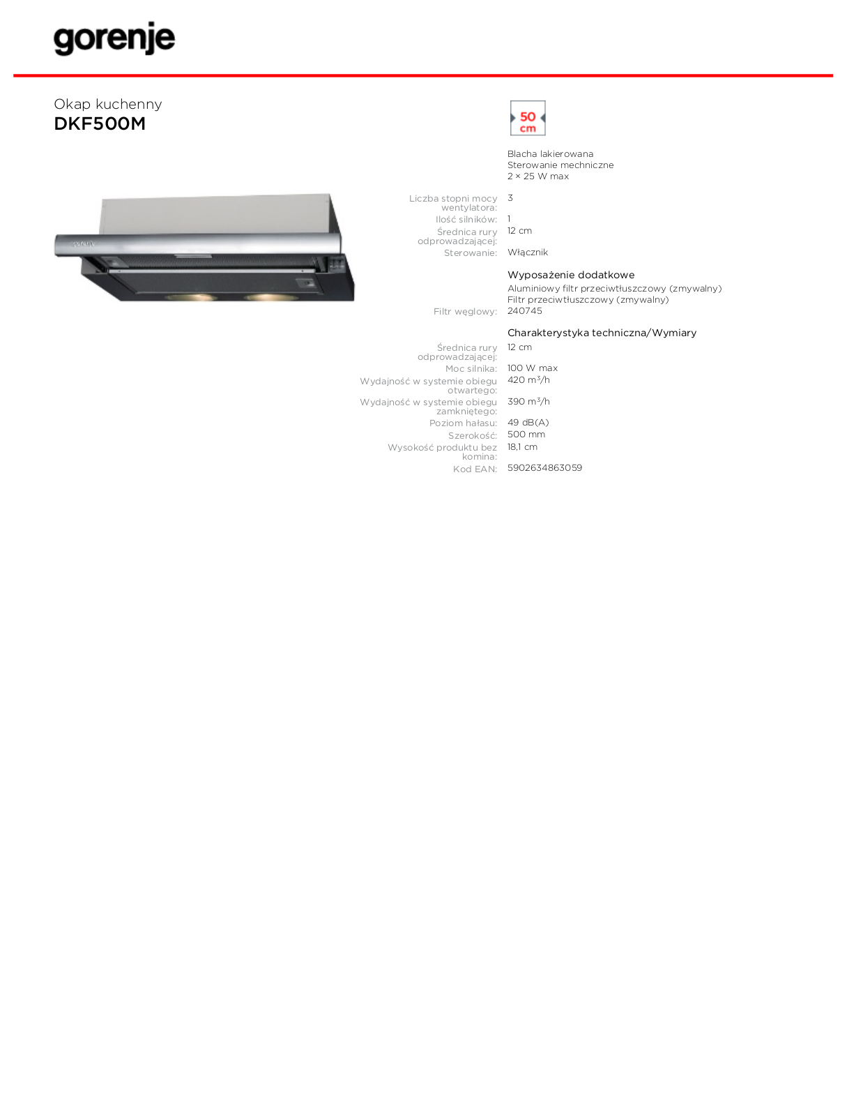 Gorenje DKF500M DATASHEET