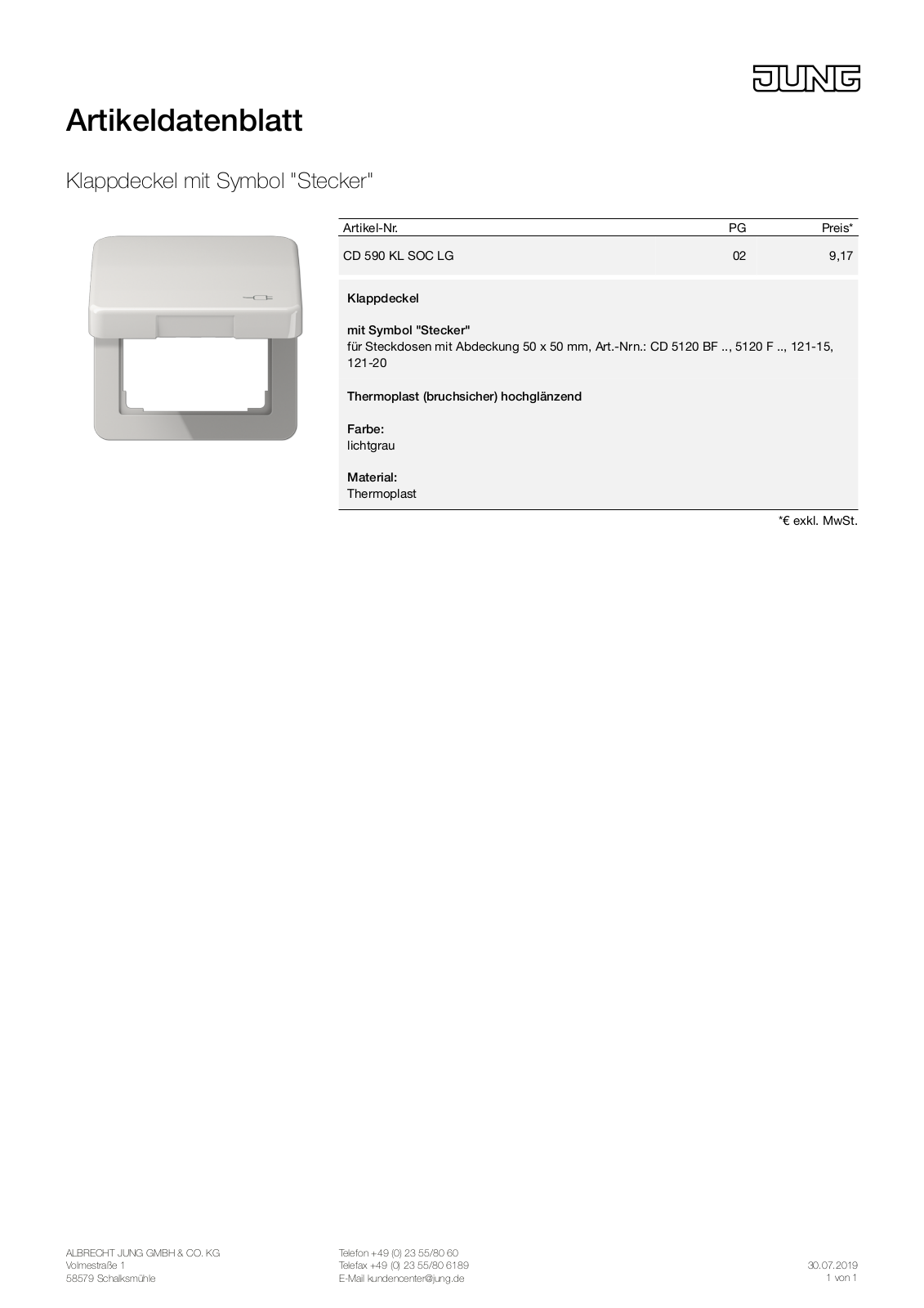 Jung CD 590 KL SOC LG User Manual