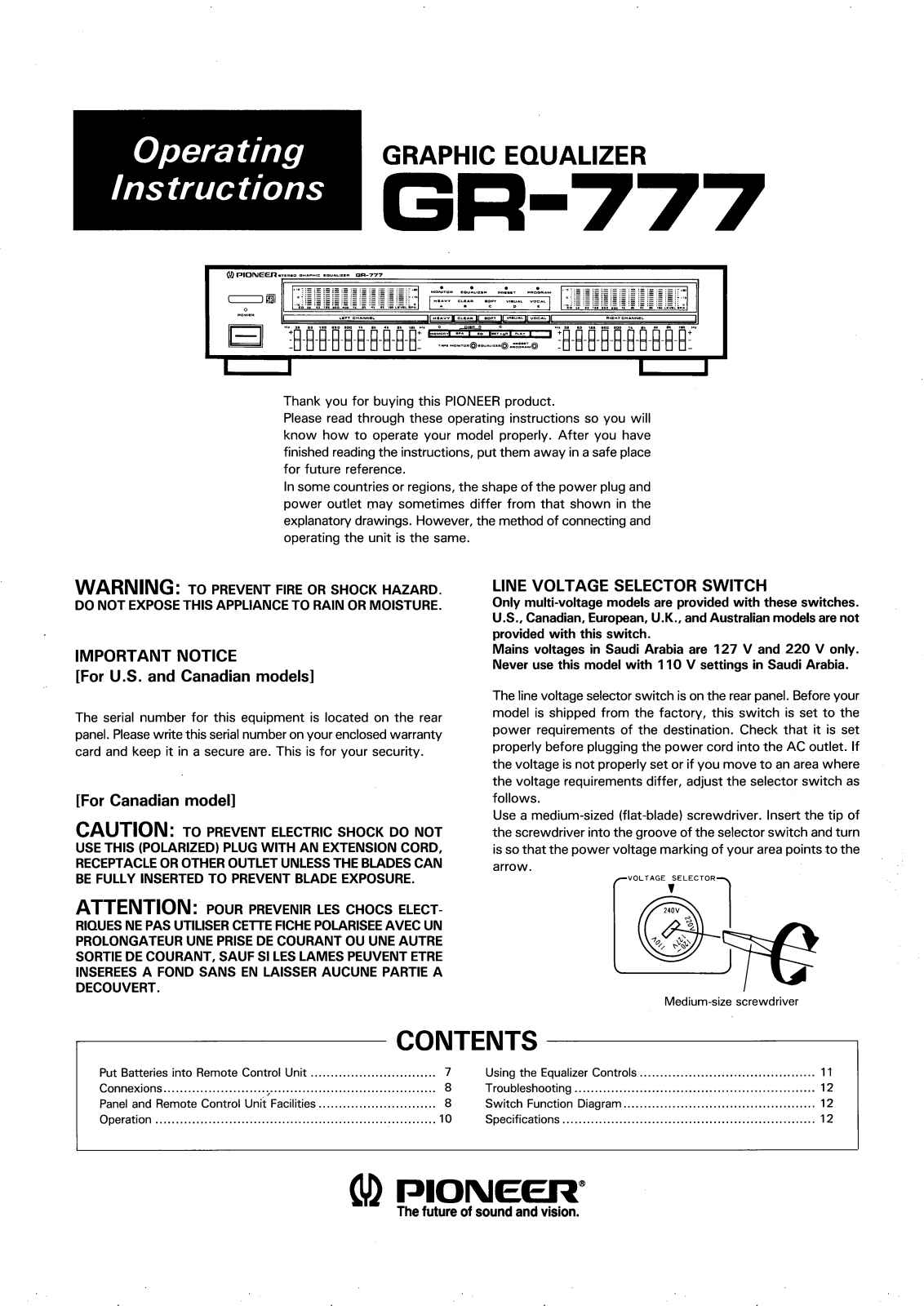 Pioneer GR-777 Owners manual