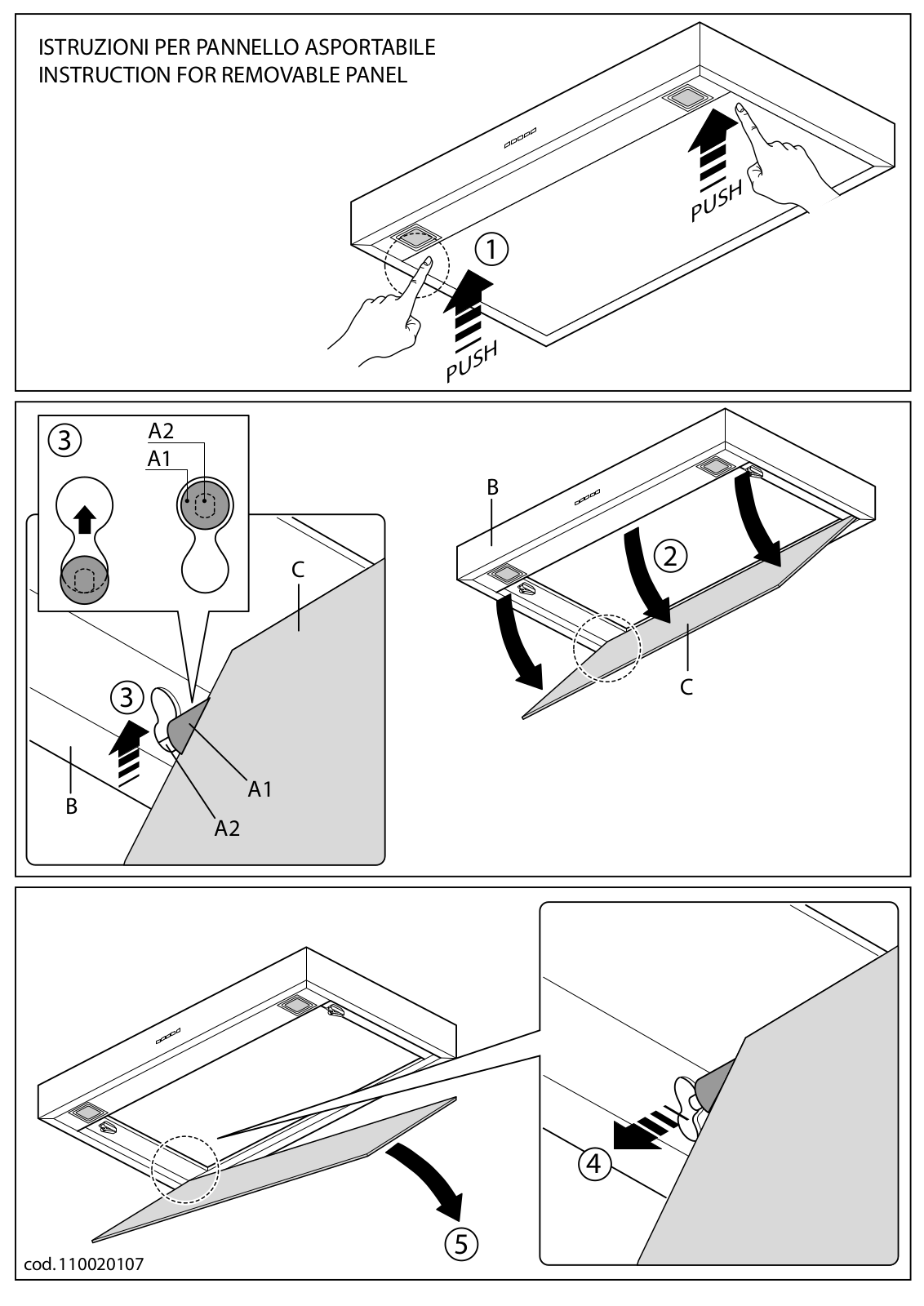 Falmec REMOVABLE PANEL INSTALLATION