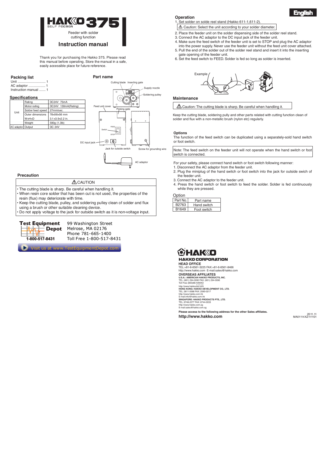 Hakko Hakko 375-03 Manual - ManualMachine.com