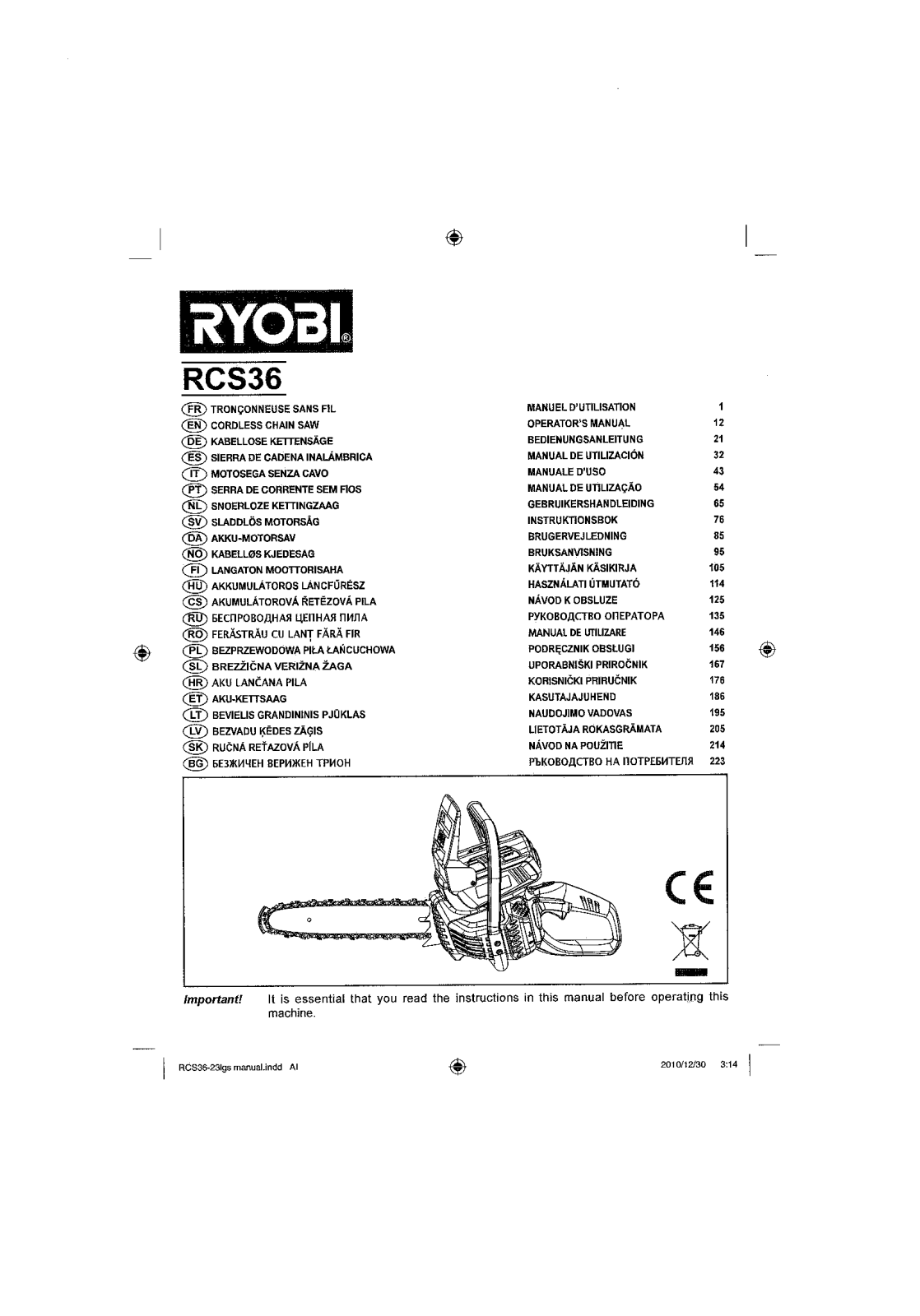 Ryobi RCS36 User guide