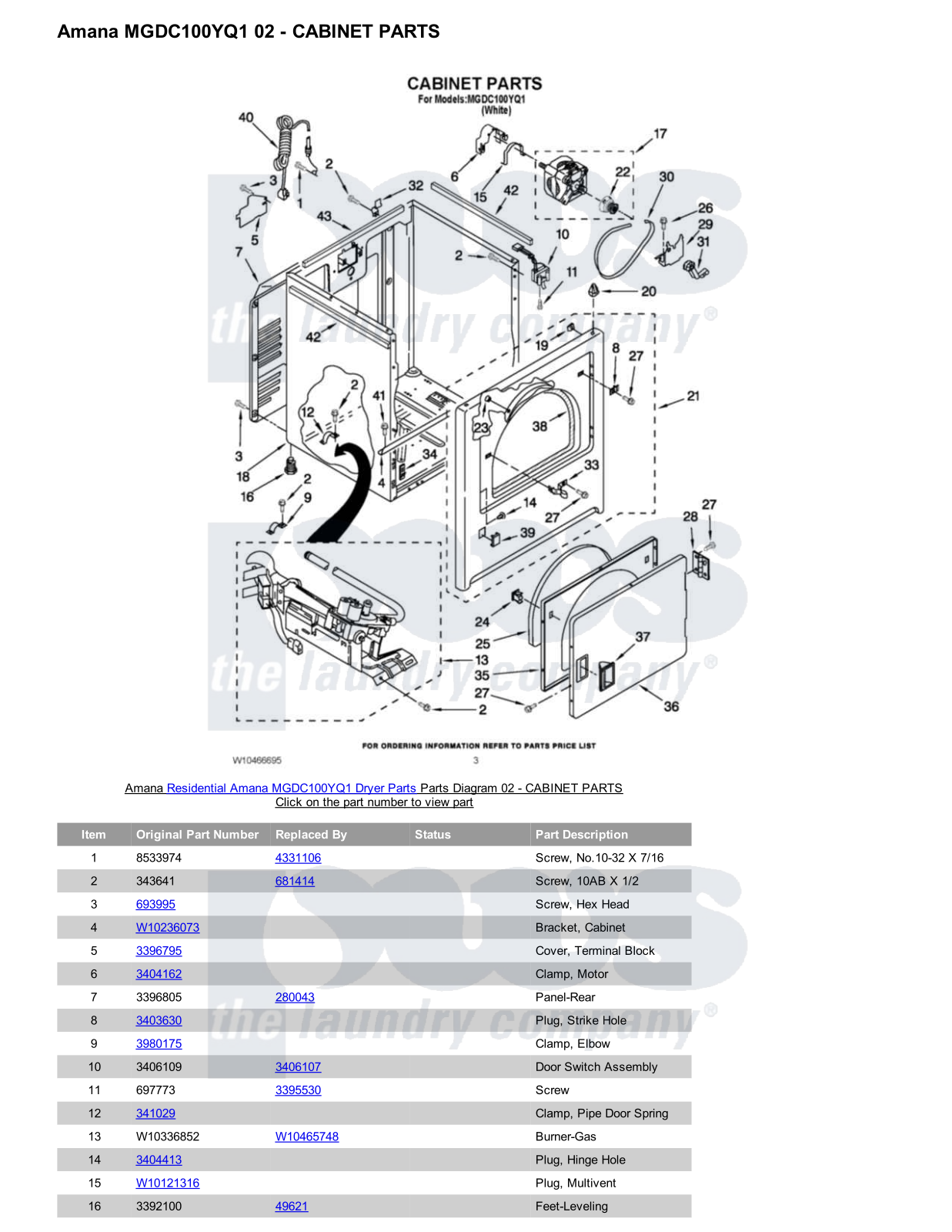 Amana MGDC100YQ1 Parts Diagram