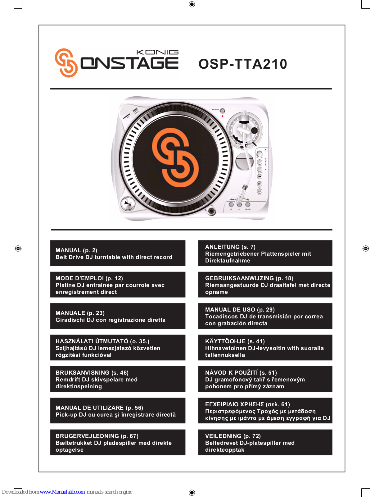 Konig Onstage OSP-TTA210 User Manual