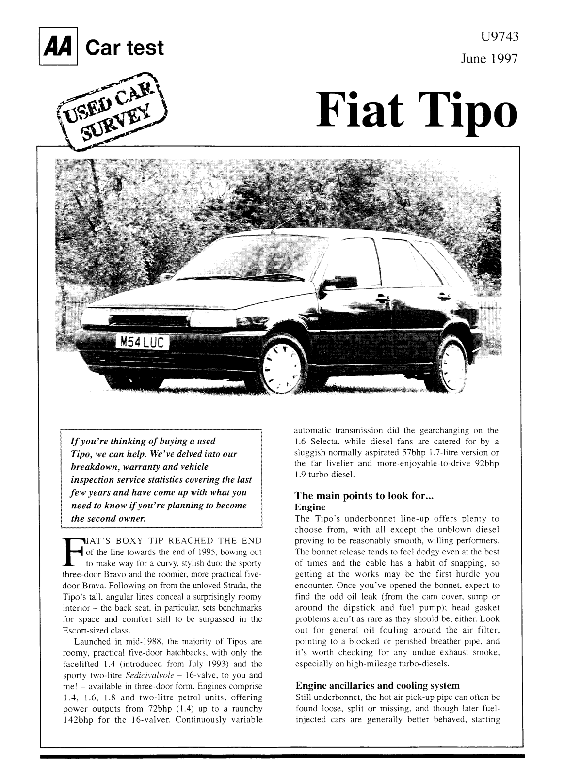 Fiat Tipo 1997 User Manual