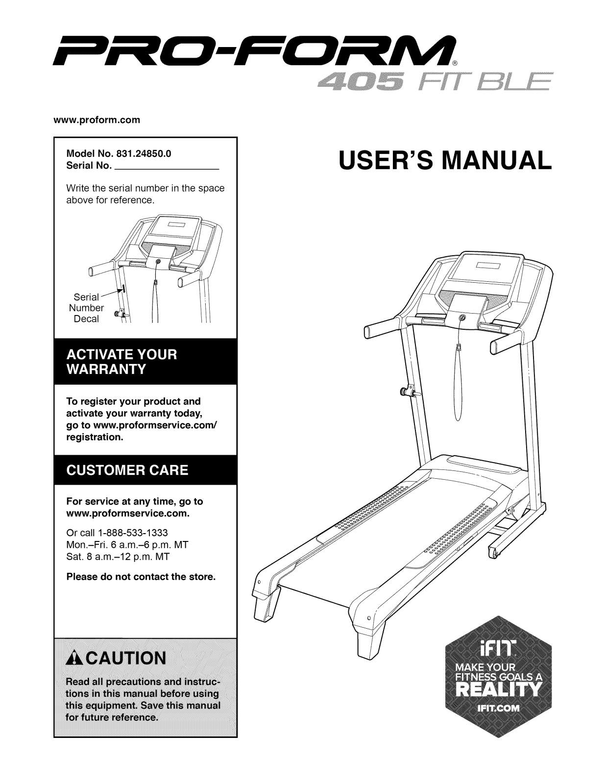 Proform 831248500 Owner’s Manual