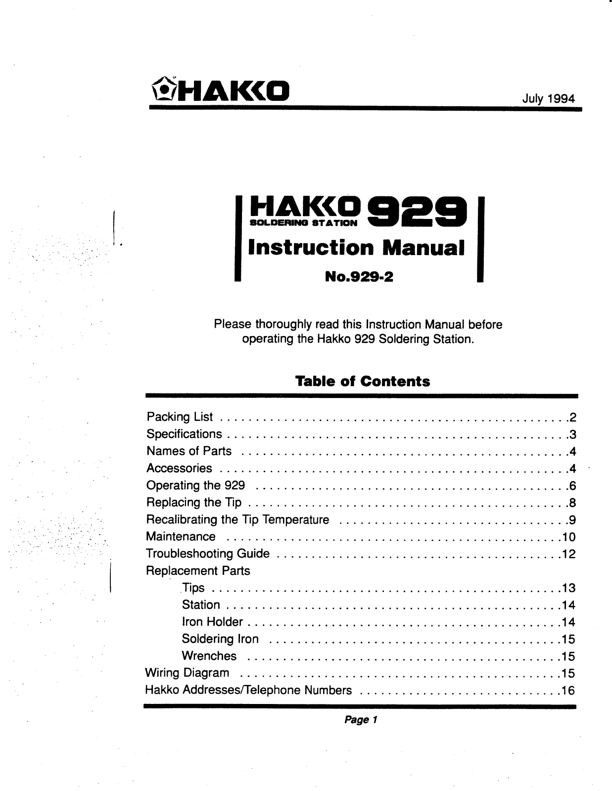 Hakko 929 User Manual