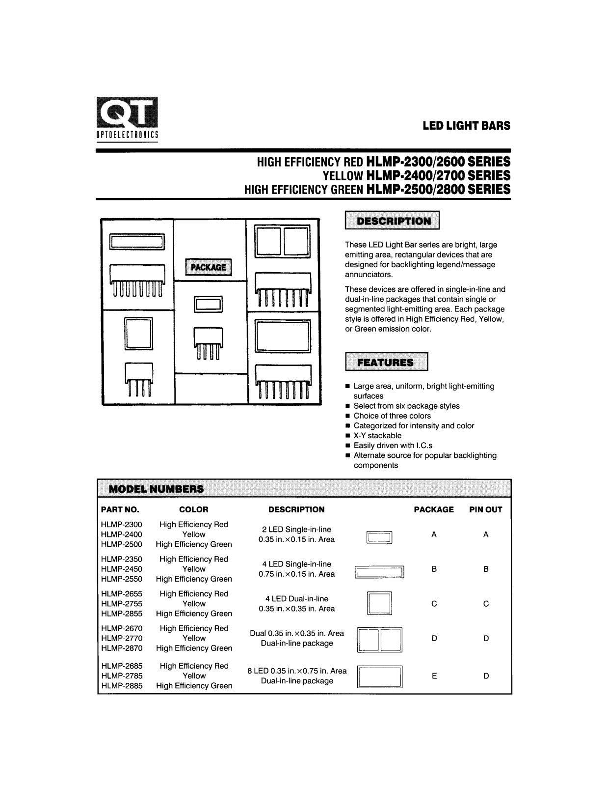 QT HLMP-2500, HLMP-2550, HLMP-2655, HLMP-2670, HLMP-2685 Datasheet