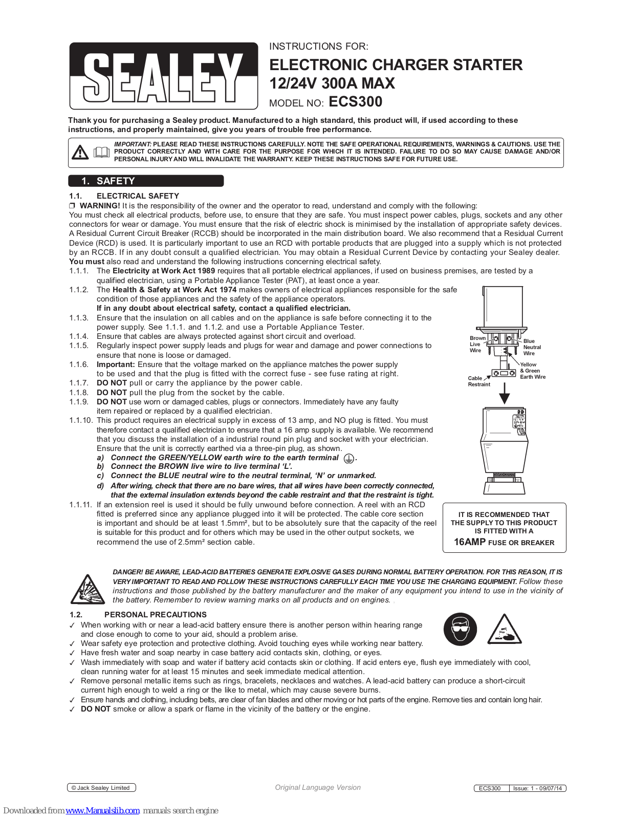 Sealey ECS300 Instructions Manual