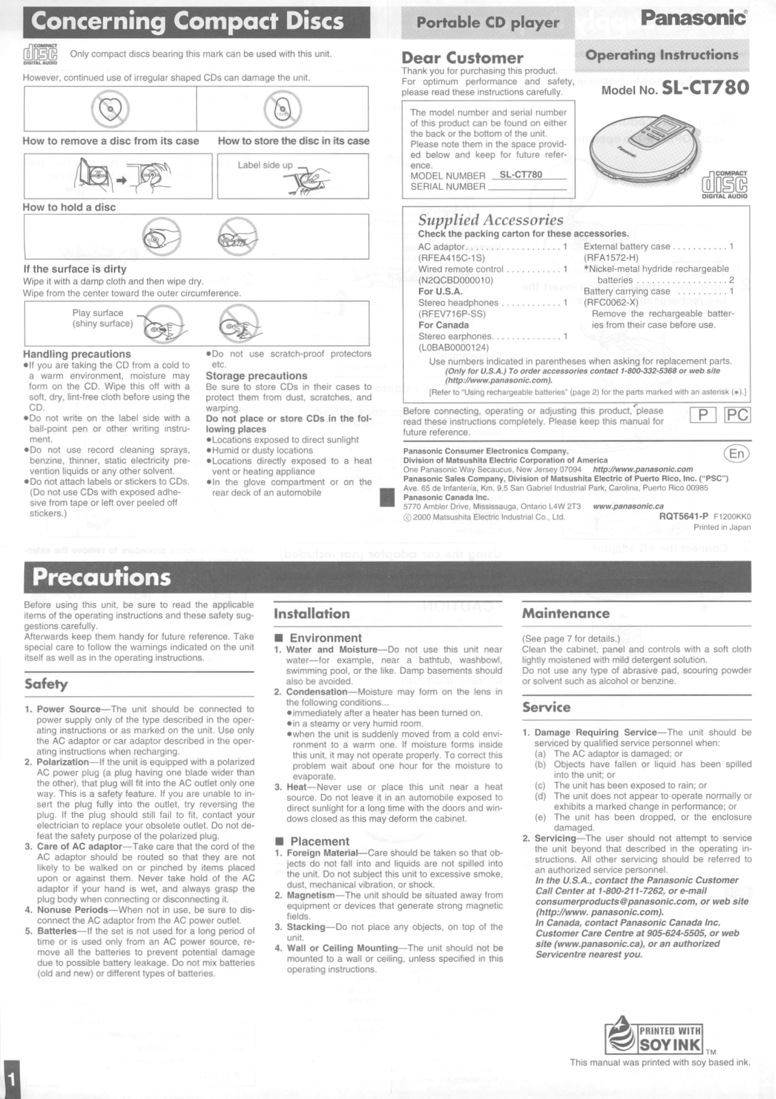 Panasonic SL-CT780 Operating Instruction