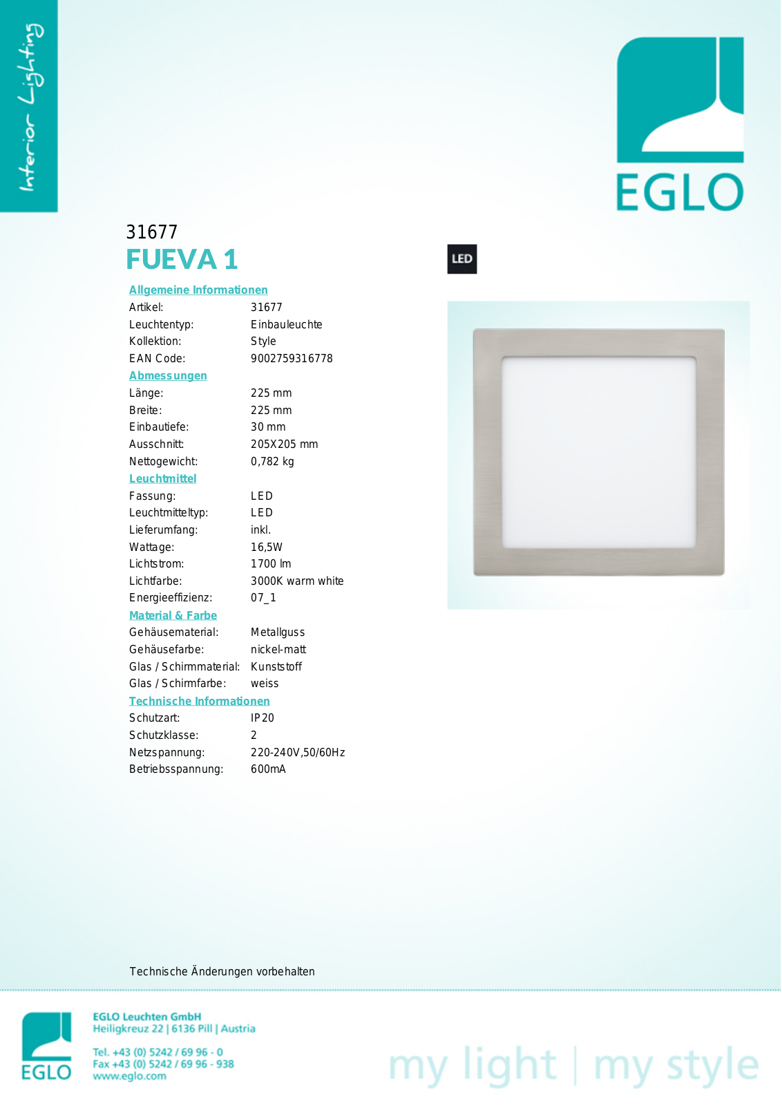 Eglo 31677 Service Manual