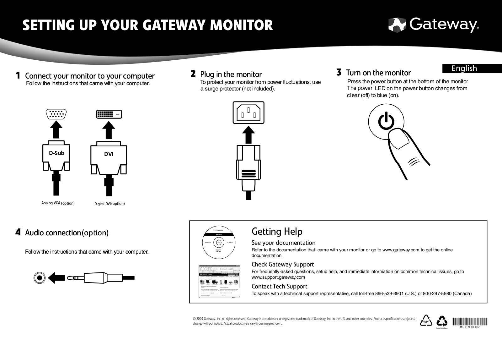 Gateway HX1901 Quick Start Manual