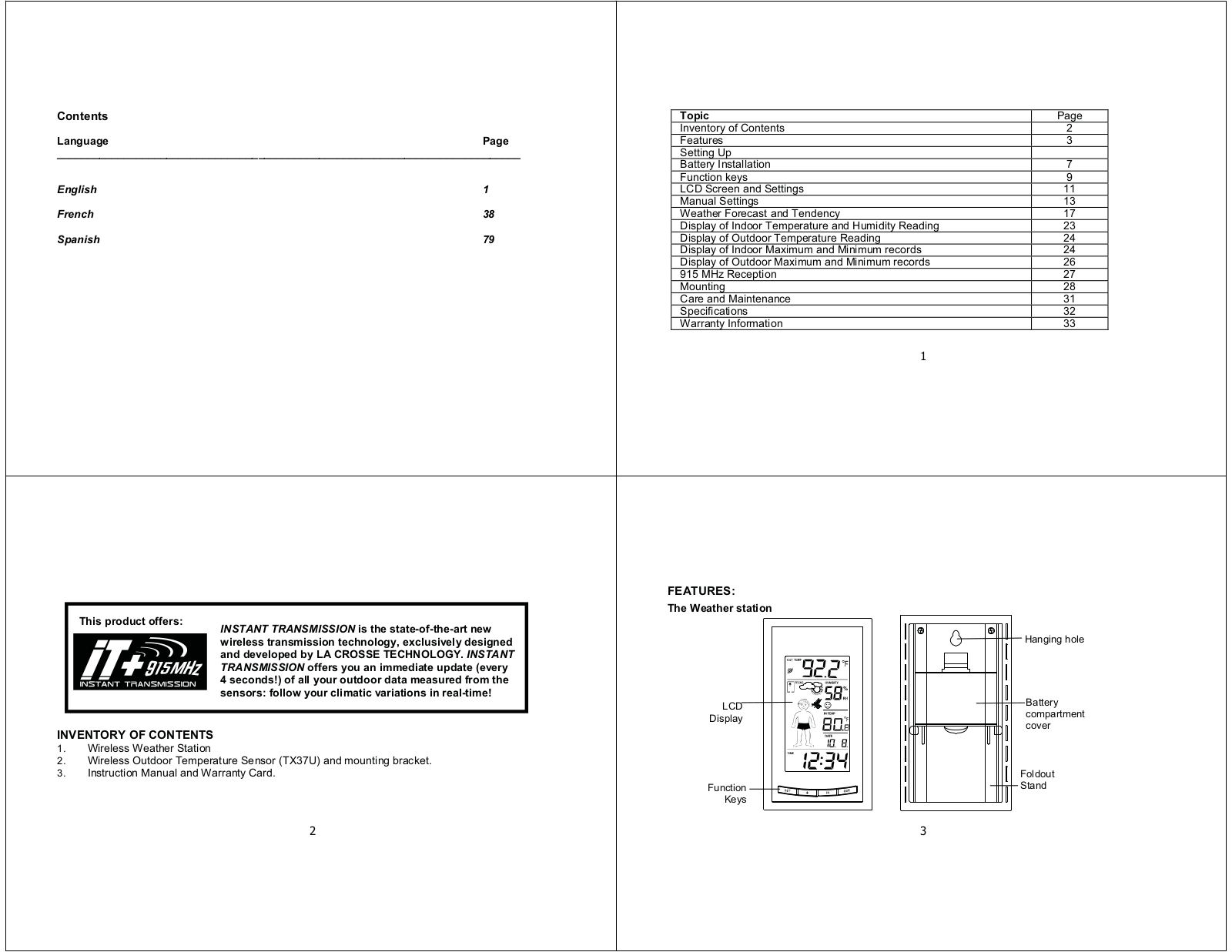 La Crosse Technology WS-9630TWC-IT, WS-9630TWC-IT User Manual